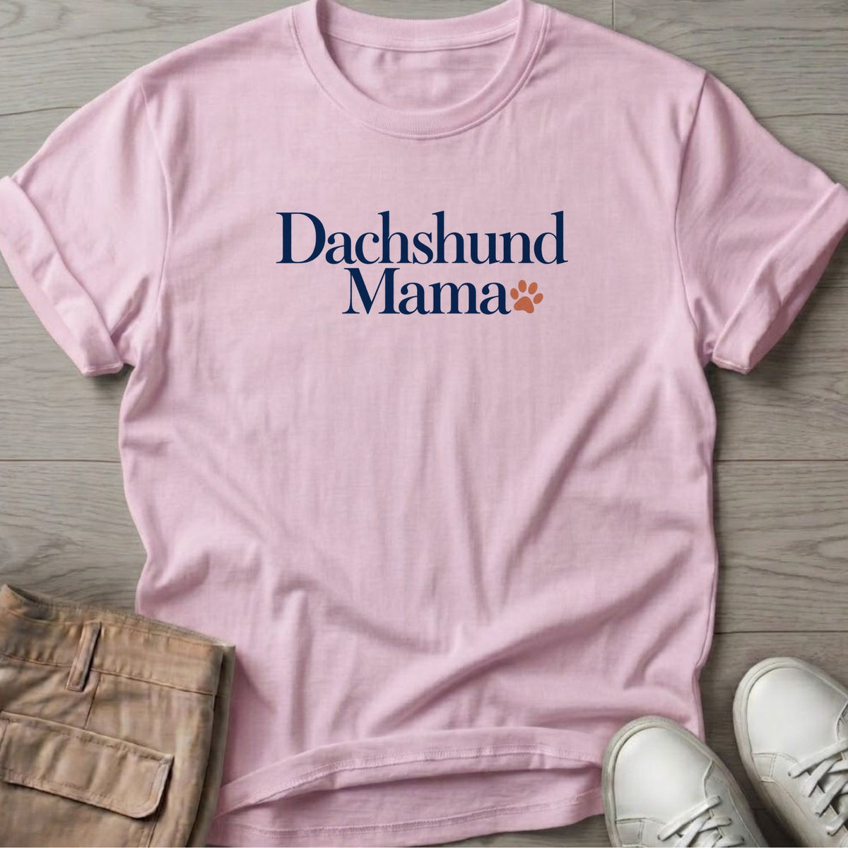 Dachshund Mama T-Shirt in Light Pink, Salty Paws coastal t-shirt