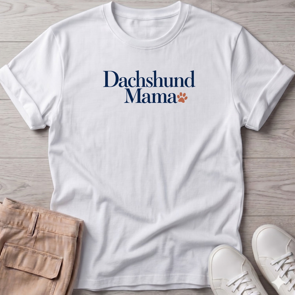 Dachshund Mama T-Shirt in White, Salty Paws coastal t-shirt