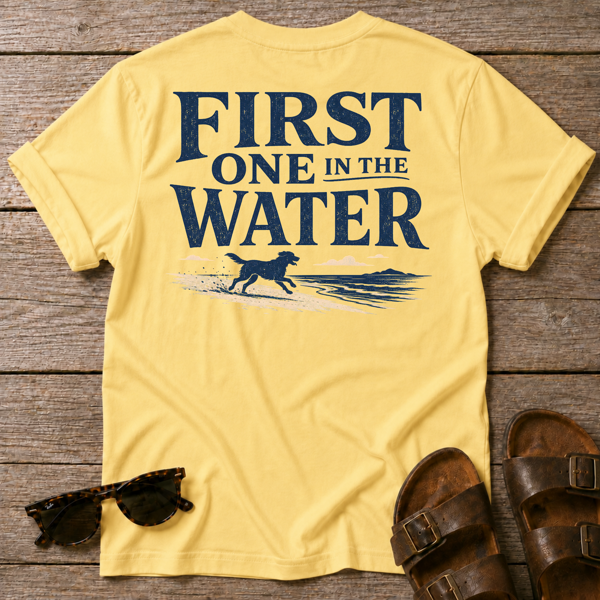 First One in the Water Dog BACK DESIGN T-Shirt