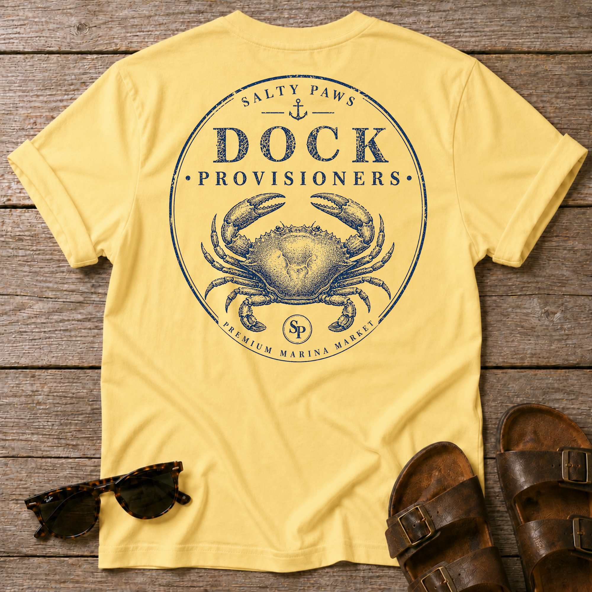 Dock Provisions Crab  BACK DESIGN T-Shirt