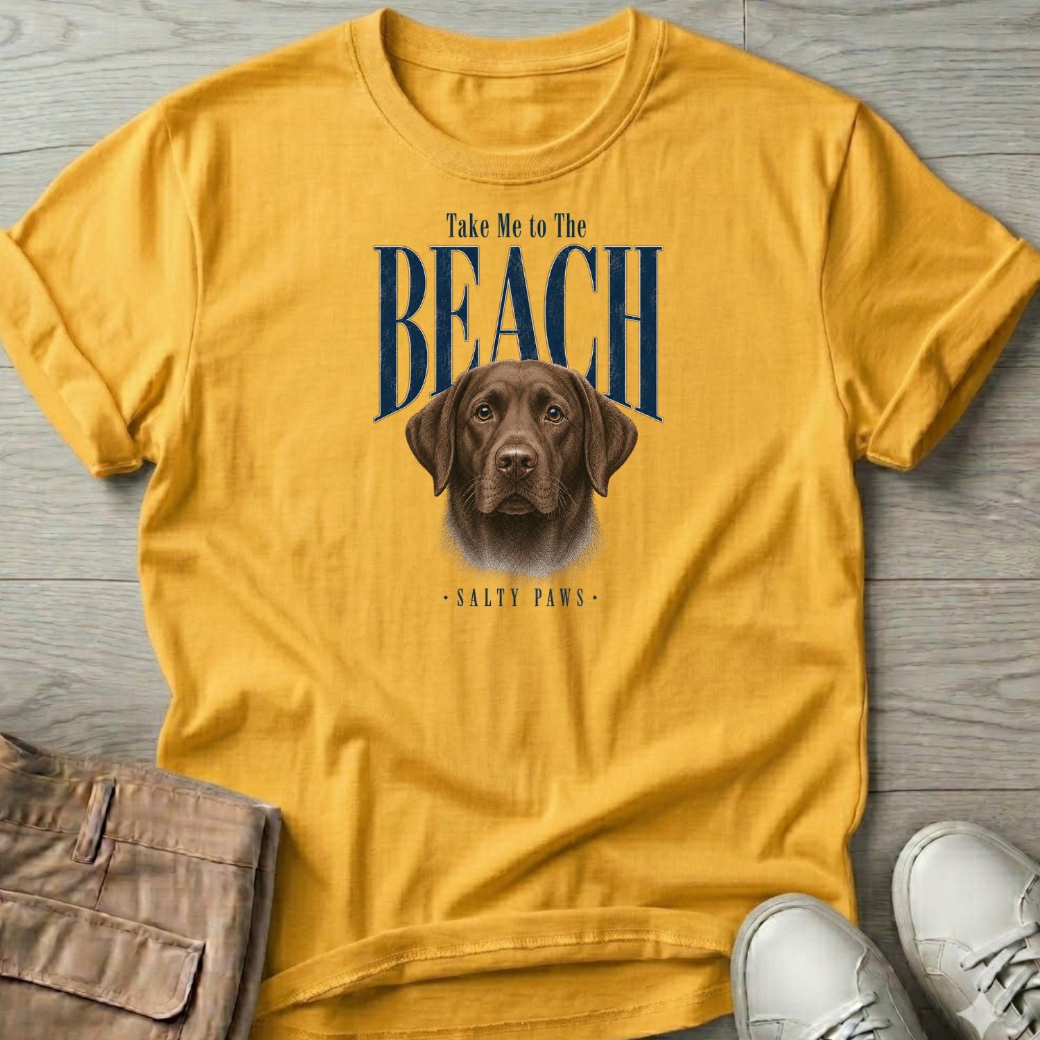 Chocolate Labrador Take me to the Beach Dog T-Shirt