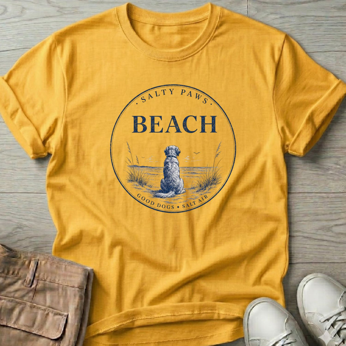 Beach Good Dogs Salt Air T-Shirt in Daisy, Salty Paws coastal t-shirt