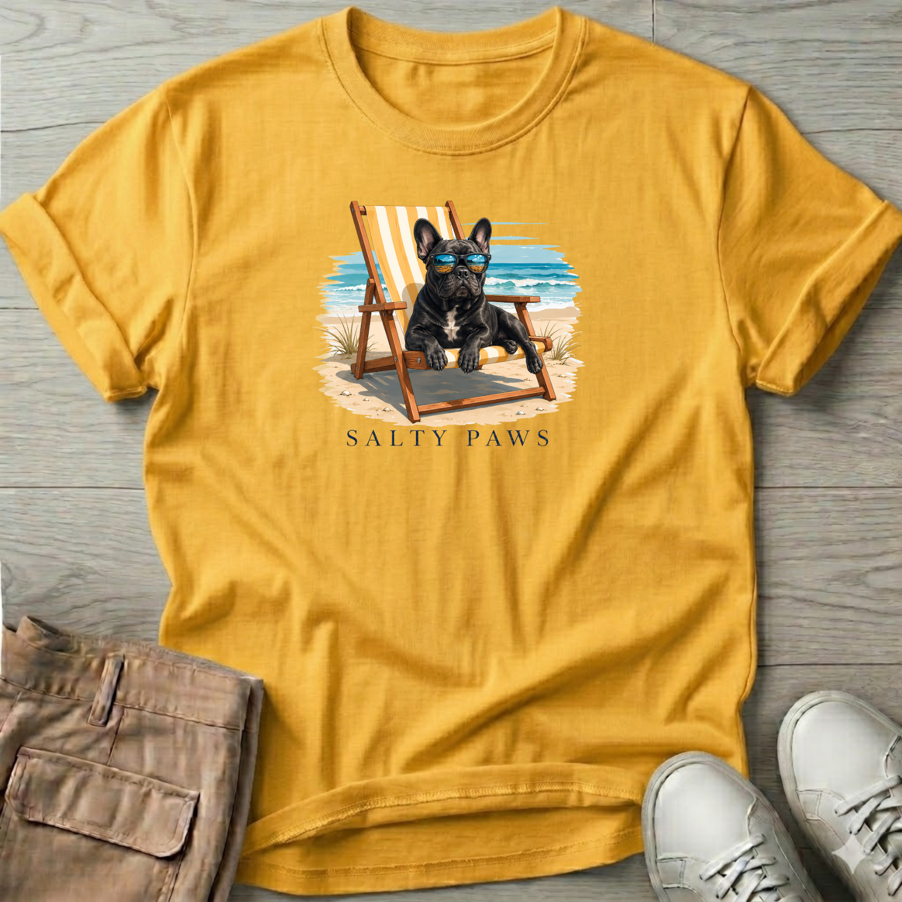 Frenchie Beach Chair Dog T-Shirt