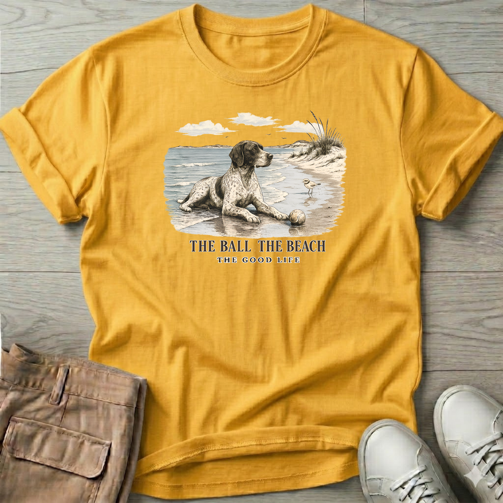 Ball Beach & Shorthair Pointer Dog T-Shirt