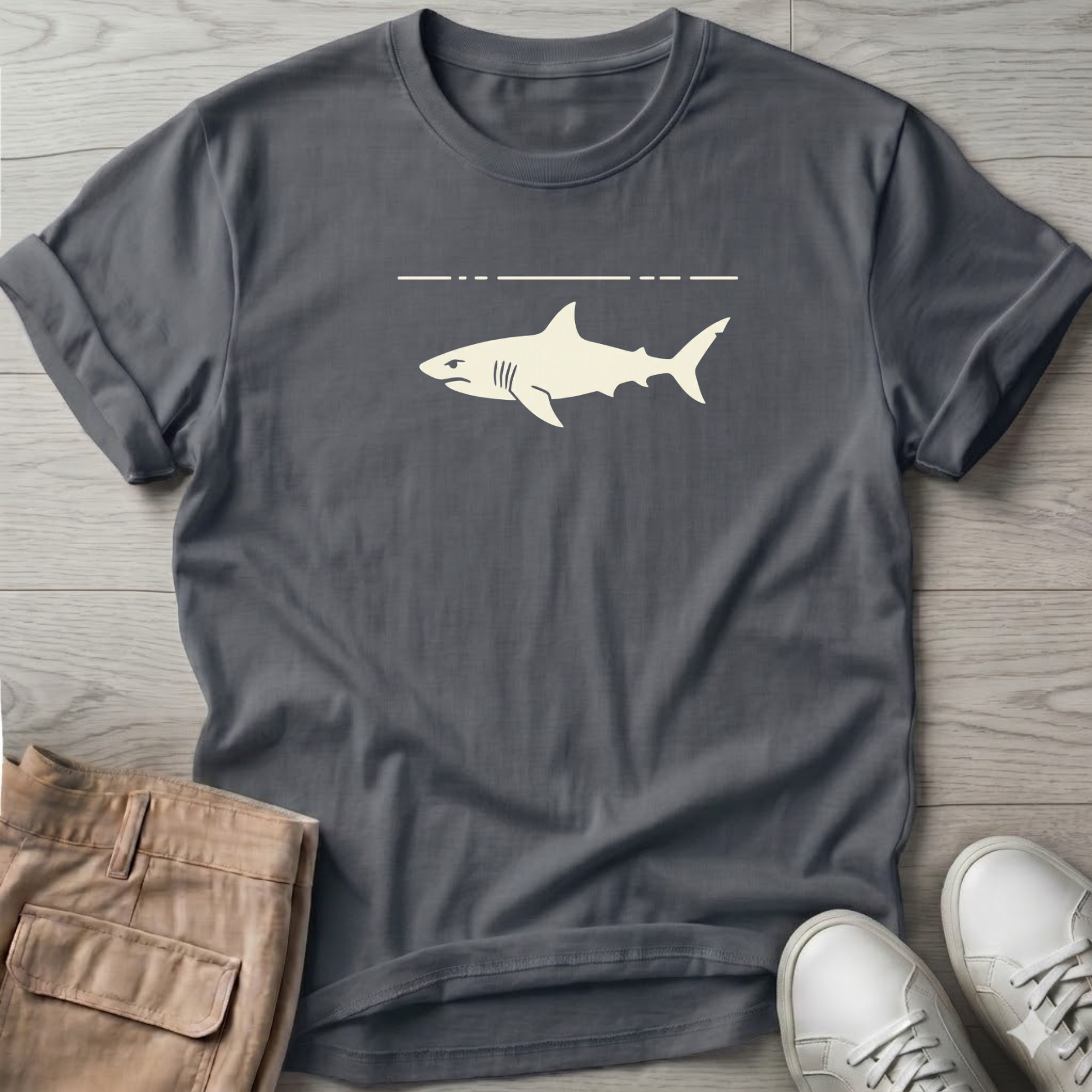 Shark Beach Ocean Line Art Tee