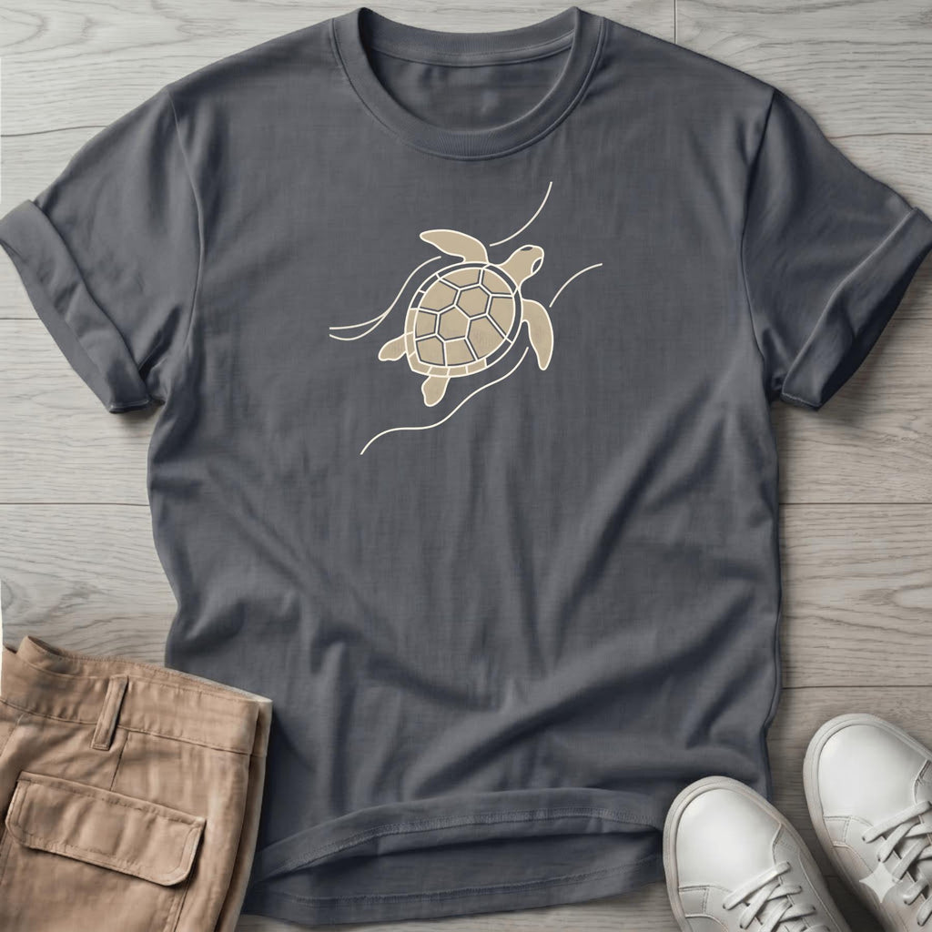 Sea Turtle Waves Beach Ocean Line Art Tee - coastal graphic t-shirt, Salty Paws