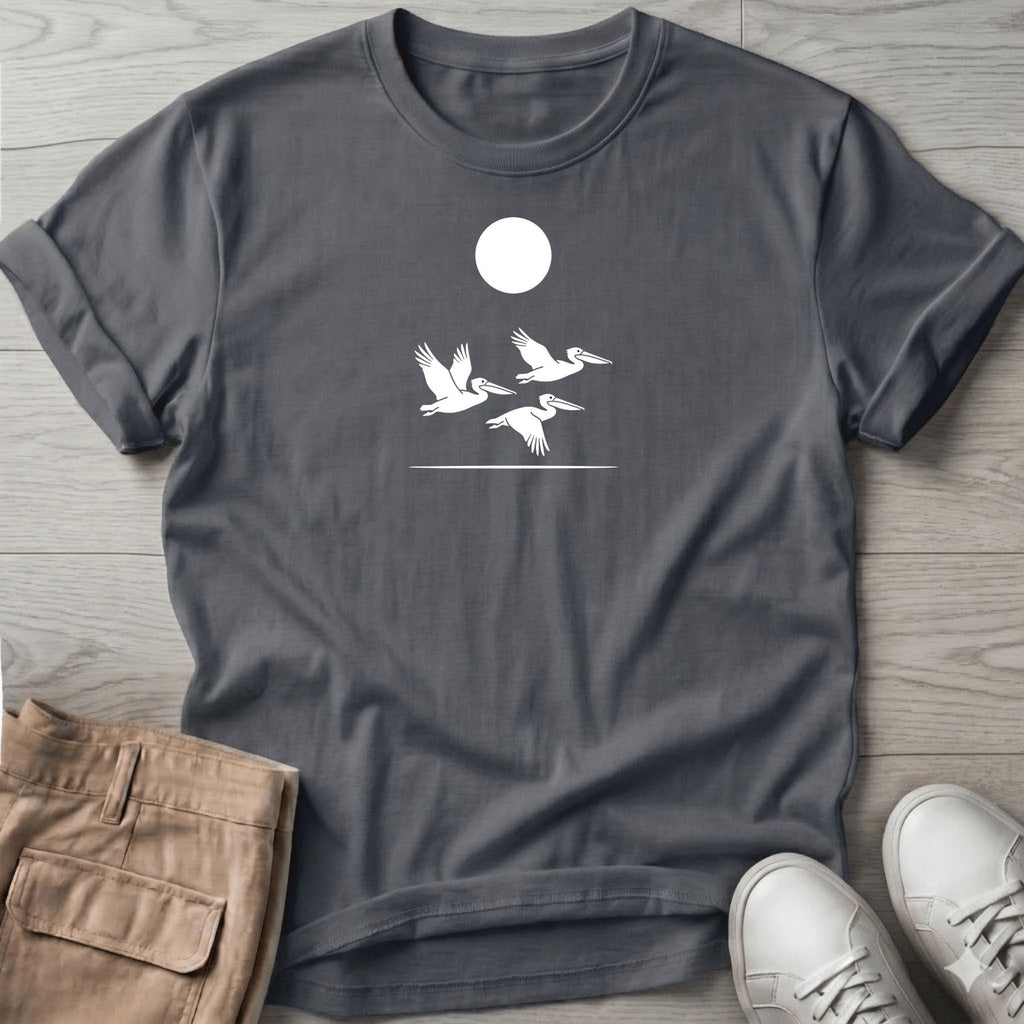 3 Pelicans Salty Paws Tee - dark gray coastal dog t-shirt