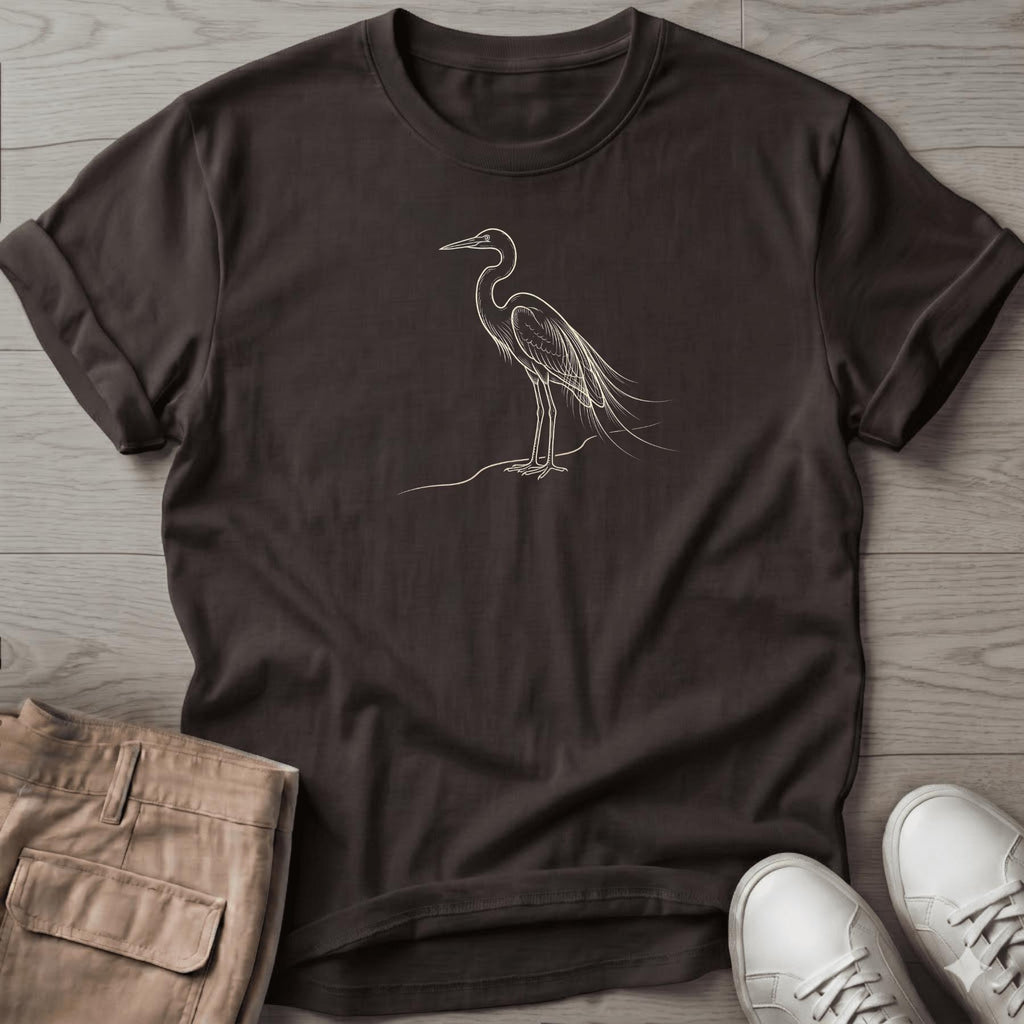 Great Egret Coastline Ease Beach - coastal bird graphic t-shirt, Salty Paws