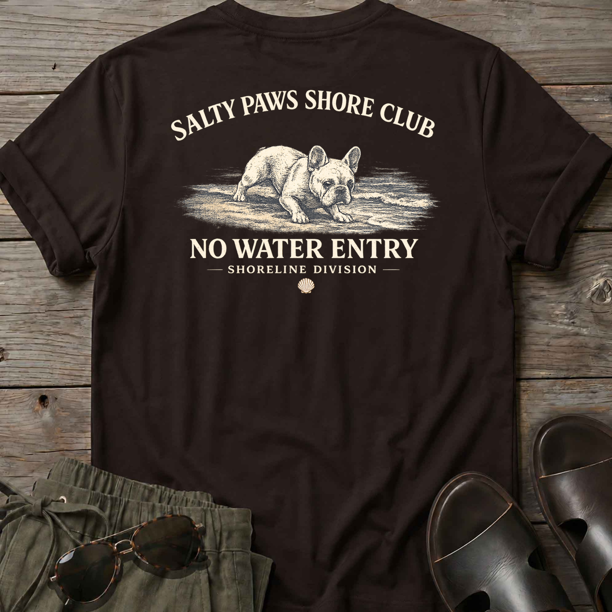 No Water Frenchie Back Design T-Shirt