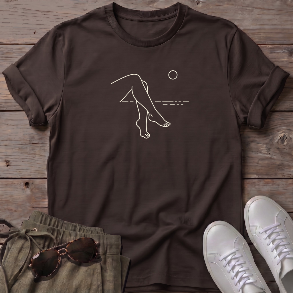 Legs 2 Dog Beach Ocean Line Art Tee