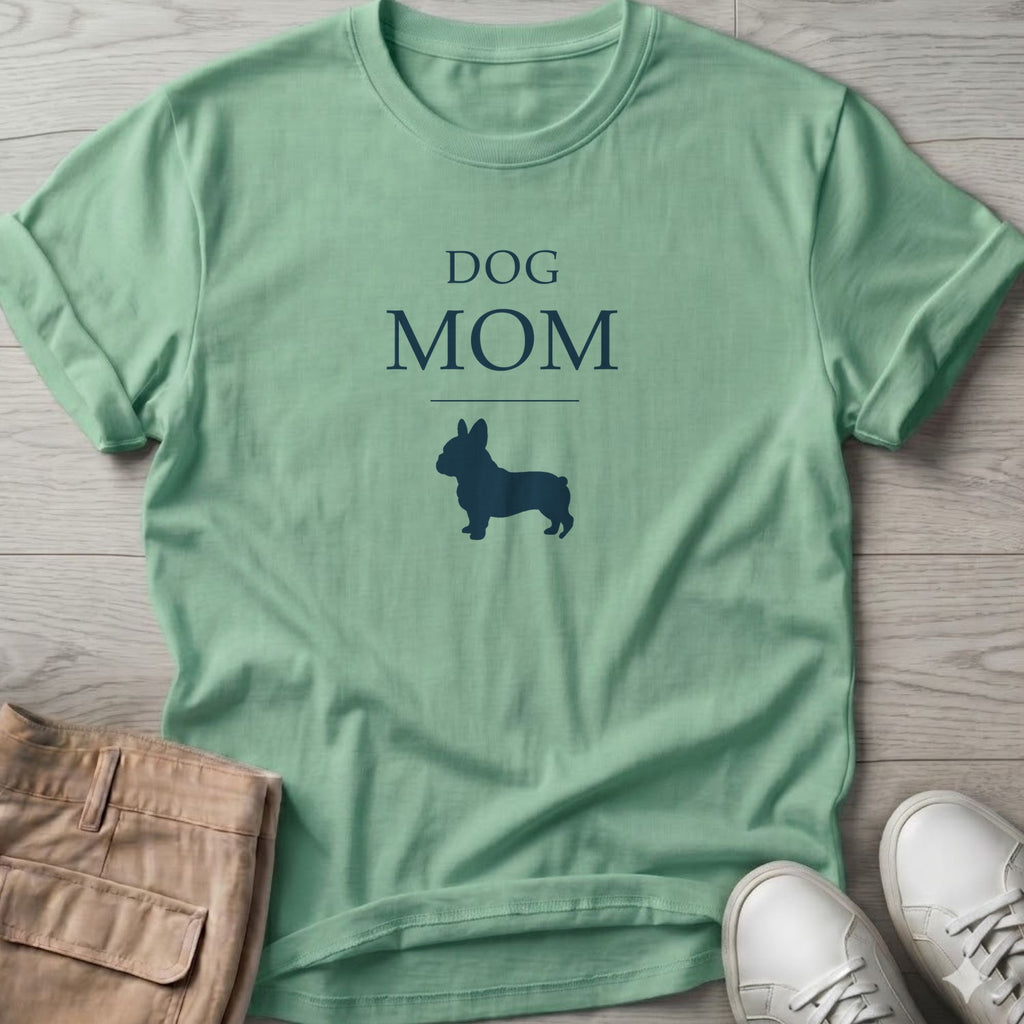Dog Mom Frenchie T-Shirt in Mint Green, Salty Paws coastal t-shirt