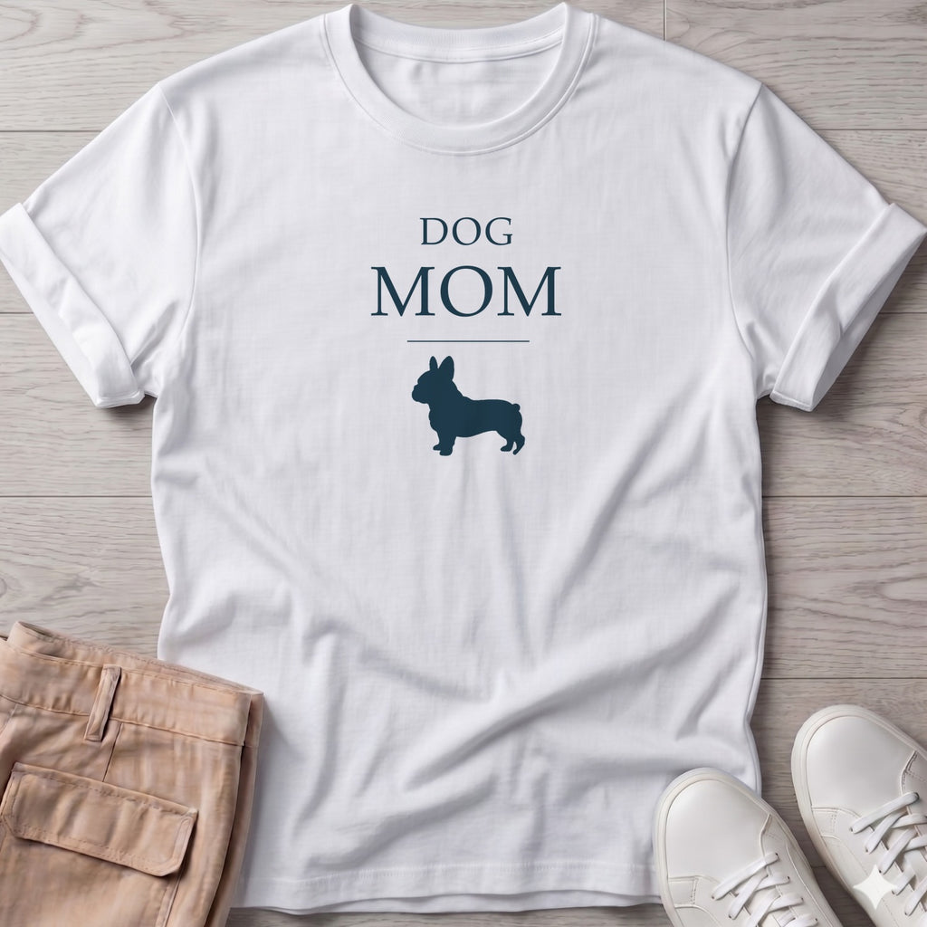Dog Mom Frenchie T-Shirt in White, Salty Paws coastal t-shirt