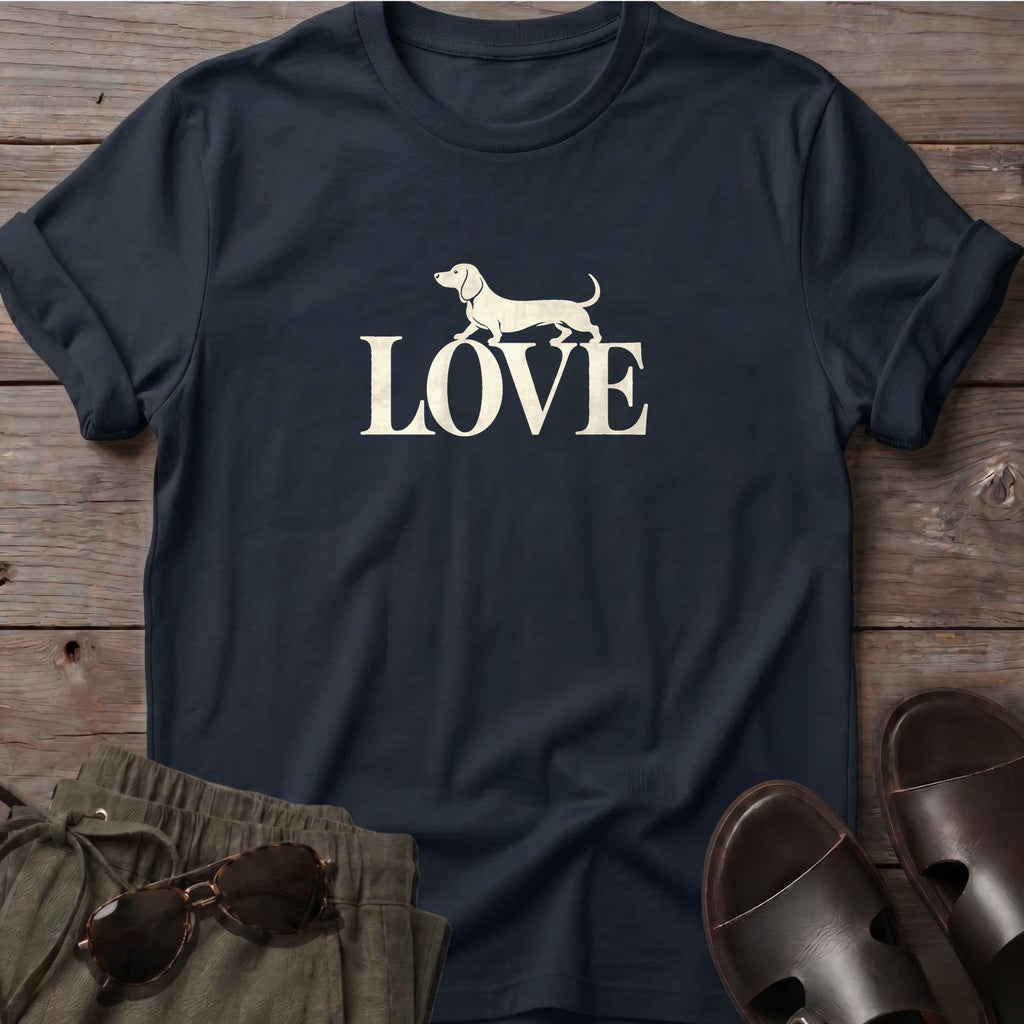 Doxie LOVE T-Shirt in Black, Salty Paws coastal t-shirt