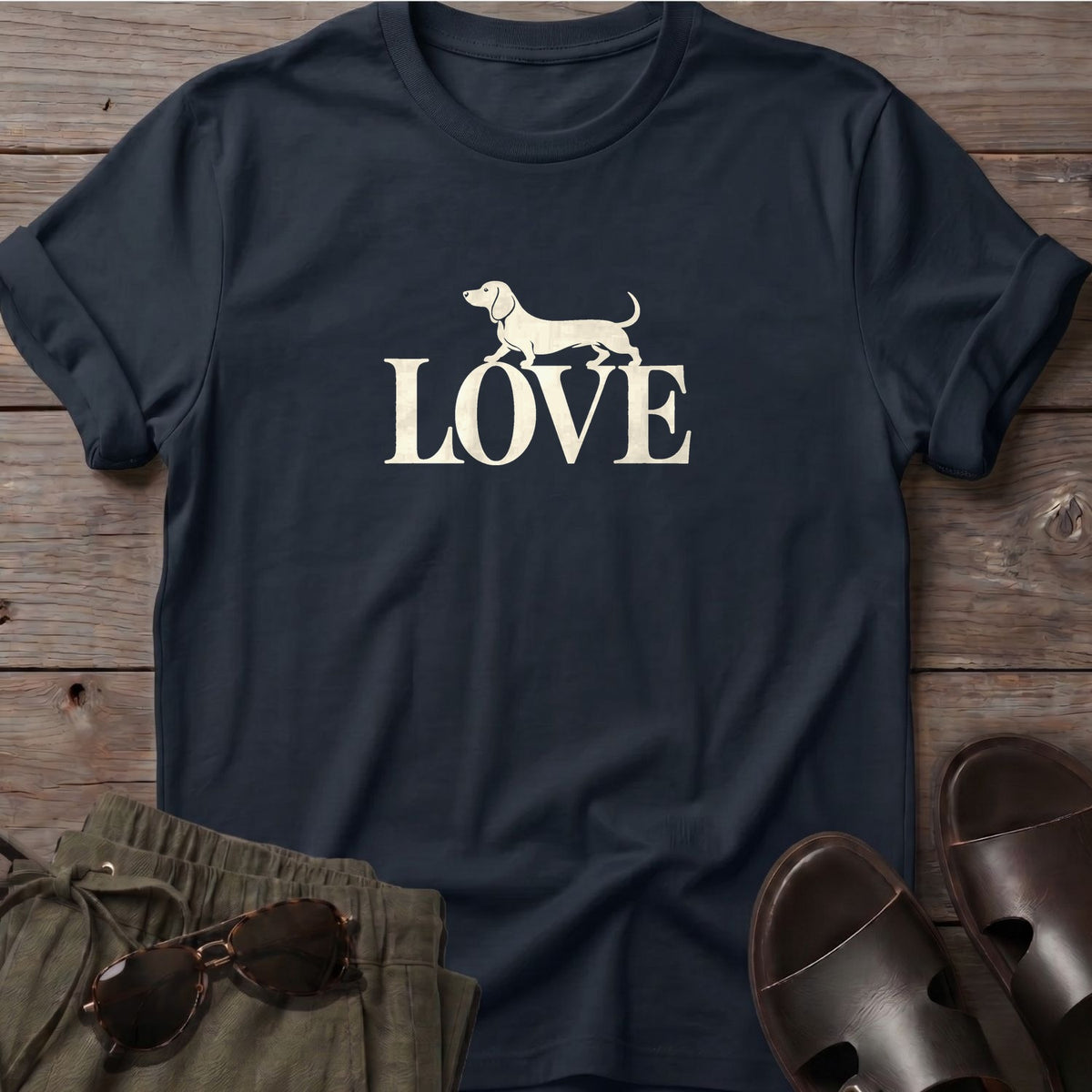 Doxie LOVE T-Shirt in Black, Salty Paws coastal t-shirt