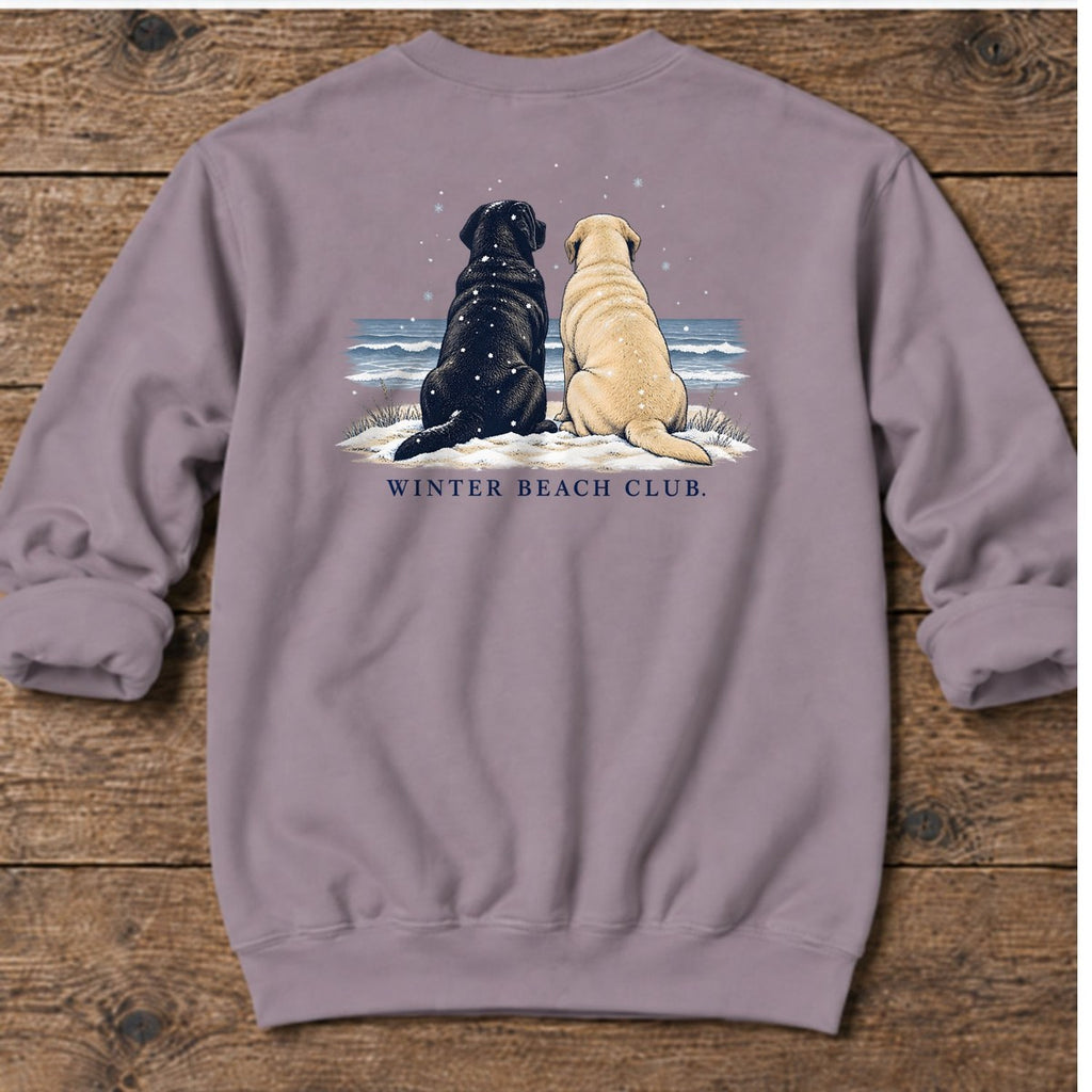 Winter Beach Club Labs Back Design Midweight Sweatshirt in Paragon, Salty Paws coastal sweatshirt