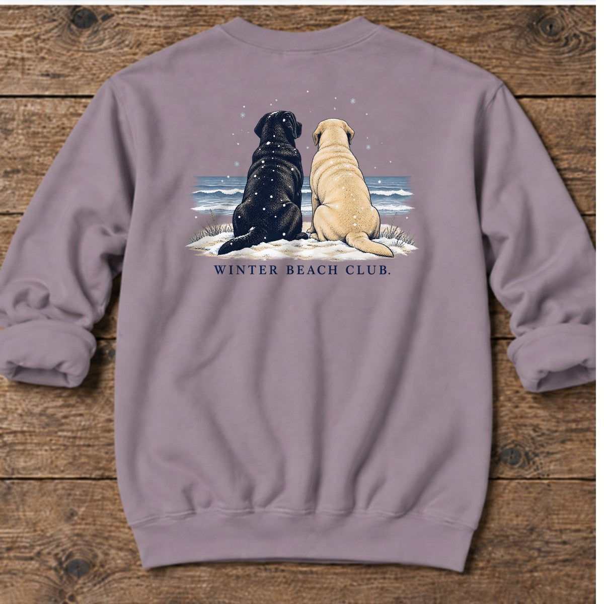 Winter Beach Club Labs Back Design Midweight Sweatshirt in Paragon, Salty Paws coastal sweatshirt