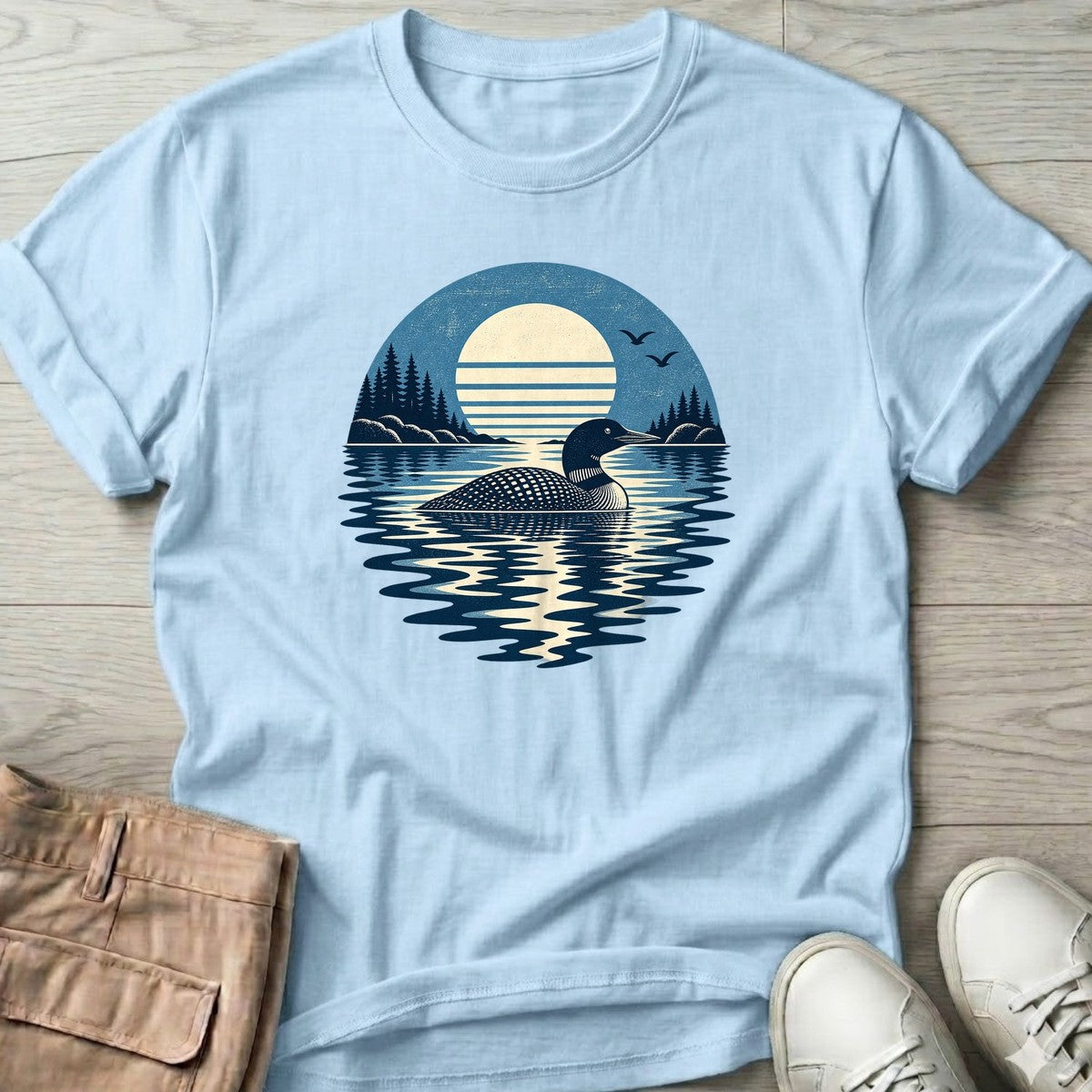 Moonlit Loon T-Shirt in Light Blue