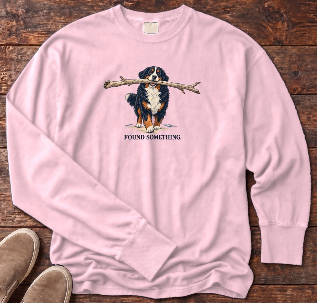 Found Something Bernese Long Sleeve Tee in Blossom, Salty Paws Comfort Colors long sleeve tee