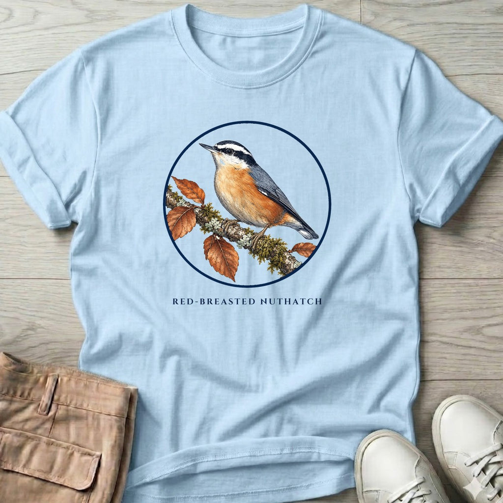 Red-breasted Nuthatch T-Shirt in Light Blue