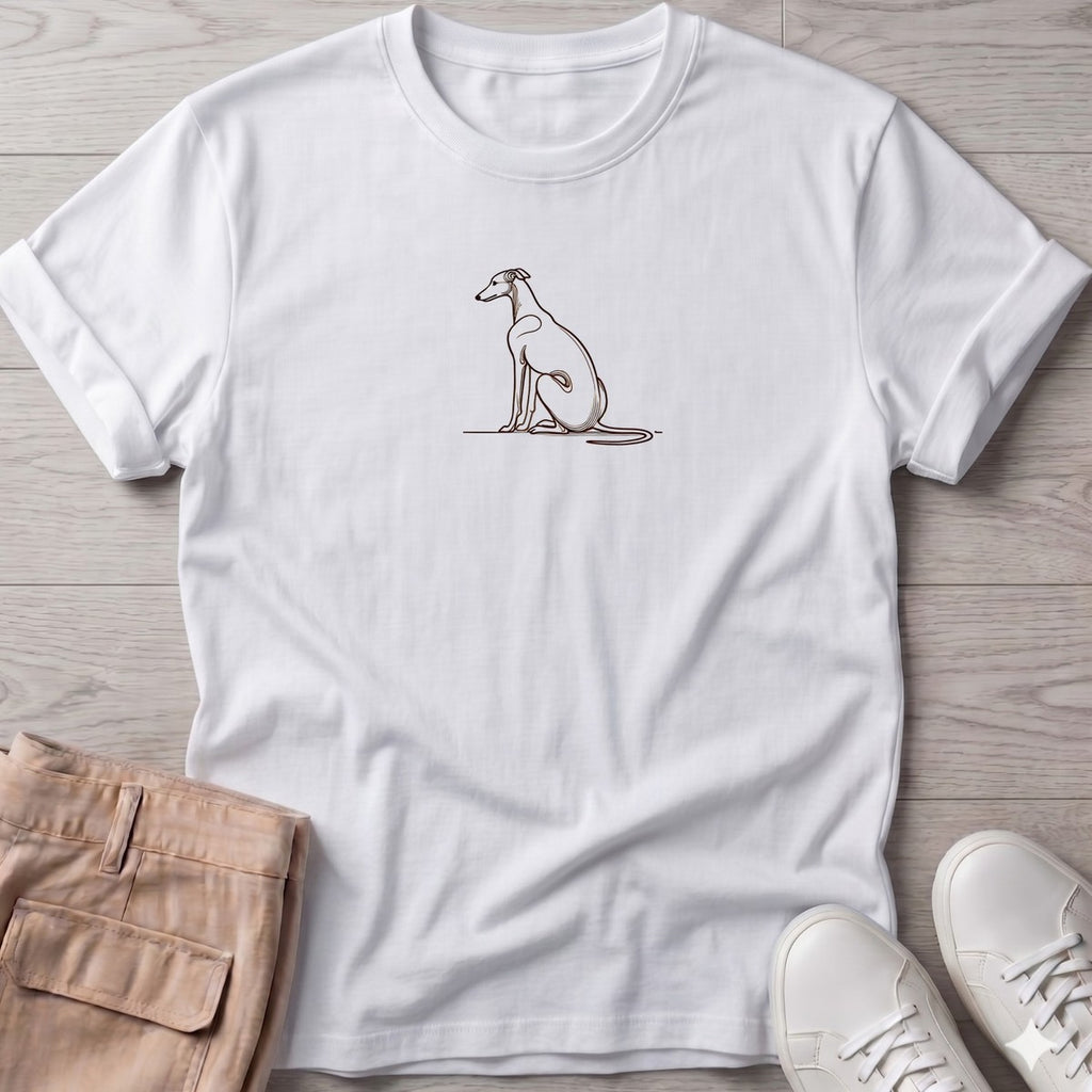 Greyhound Line Drawing T-Shirt in White