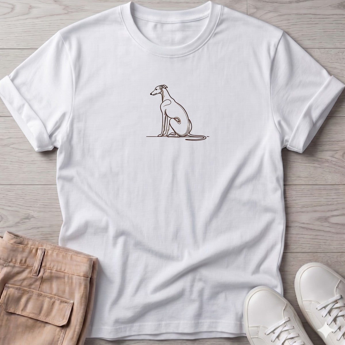 Greyhound Line Drawing T-Shirt in White