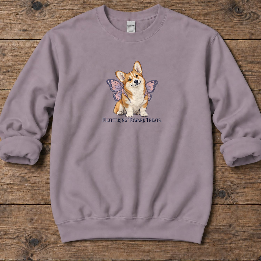 Fluttering Toward Treats Butterfly Corgi Midweight Sweatshirt in Paragon, Salty Paws coastal sweatshirt