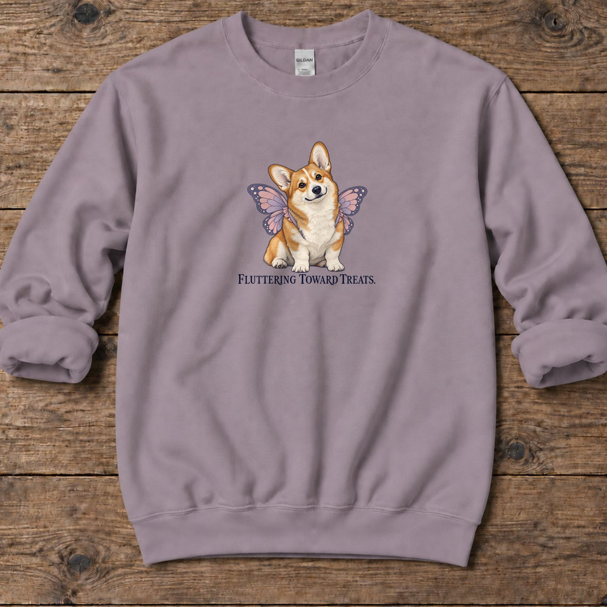 Fluttering Toward Treats Butterfly Corgi Midweight Sweatshirt in Paragon, Salty Paws coastal sweatshirt