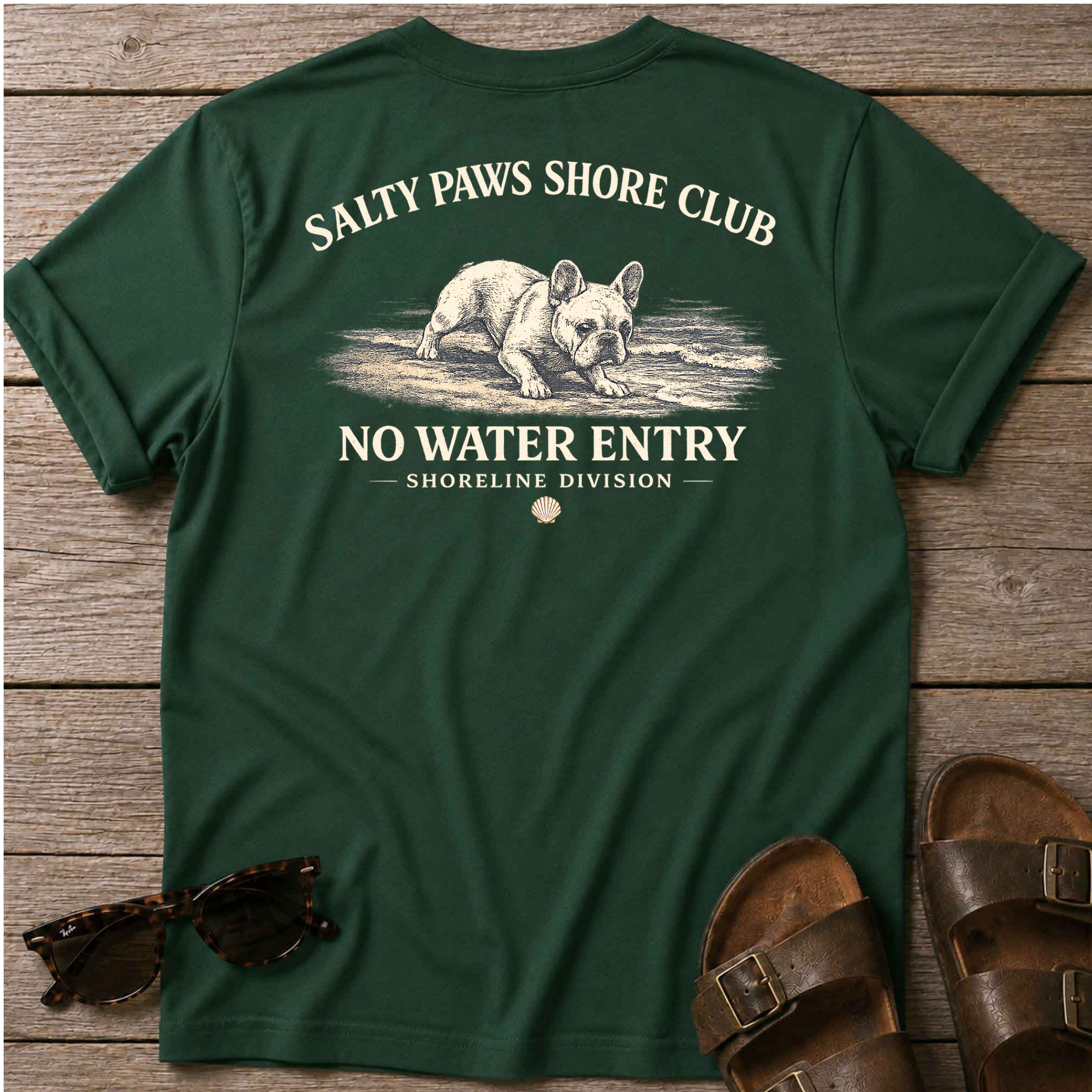 No Water Frenchie Back Design T-Shirt