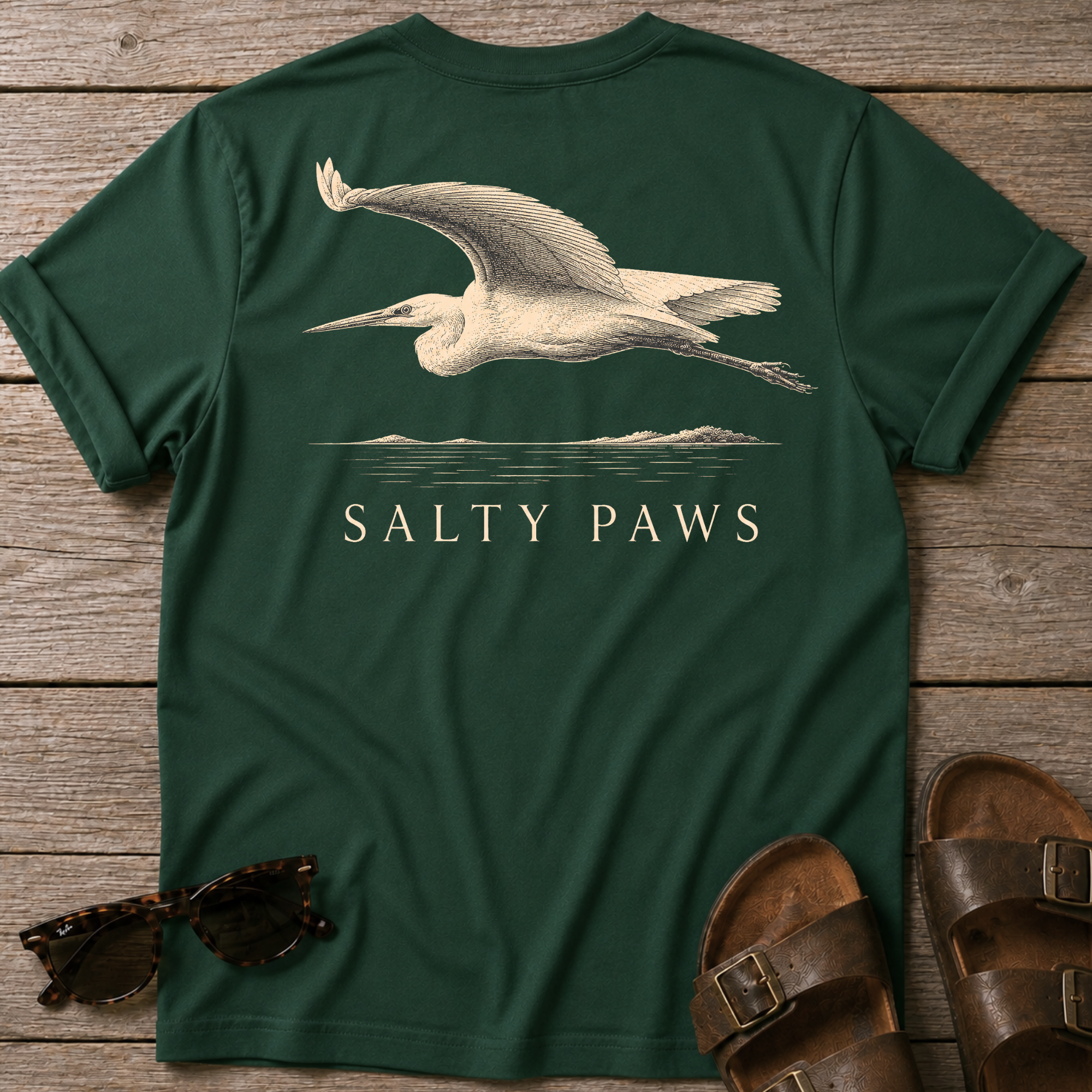 Egret in Flight 2 BACK DESIGN T-Shirt — Art Tee