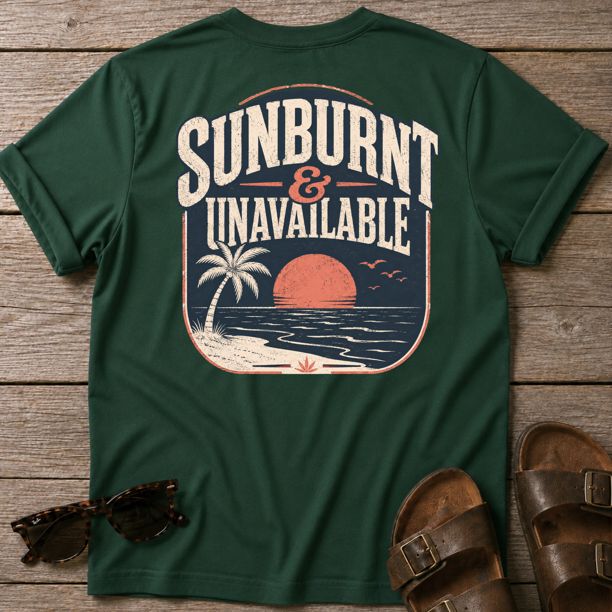 Sunburnt and Unavailable BACK DESIGN T-Shirt — Art Tee