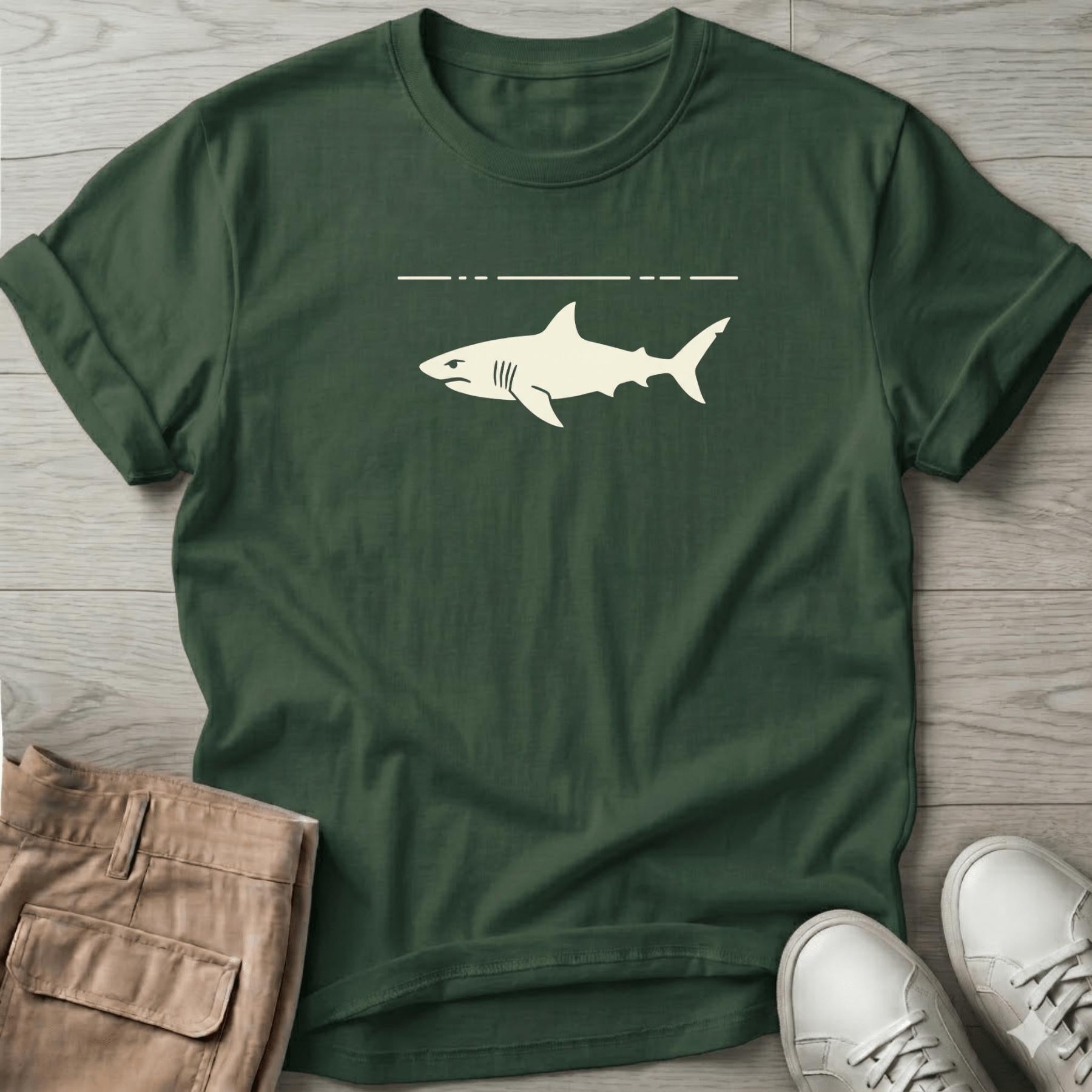 Shark Beach Ocean Line Art Tee - coastal graphic t-shirt, Salty Paws
