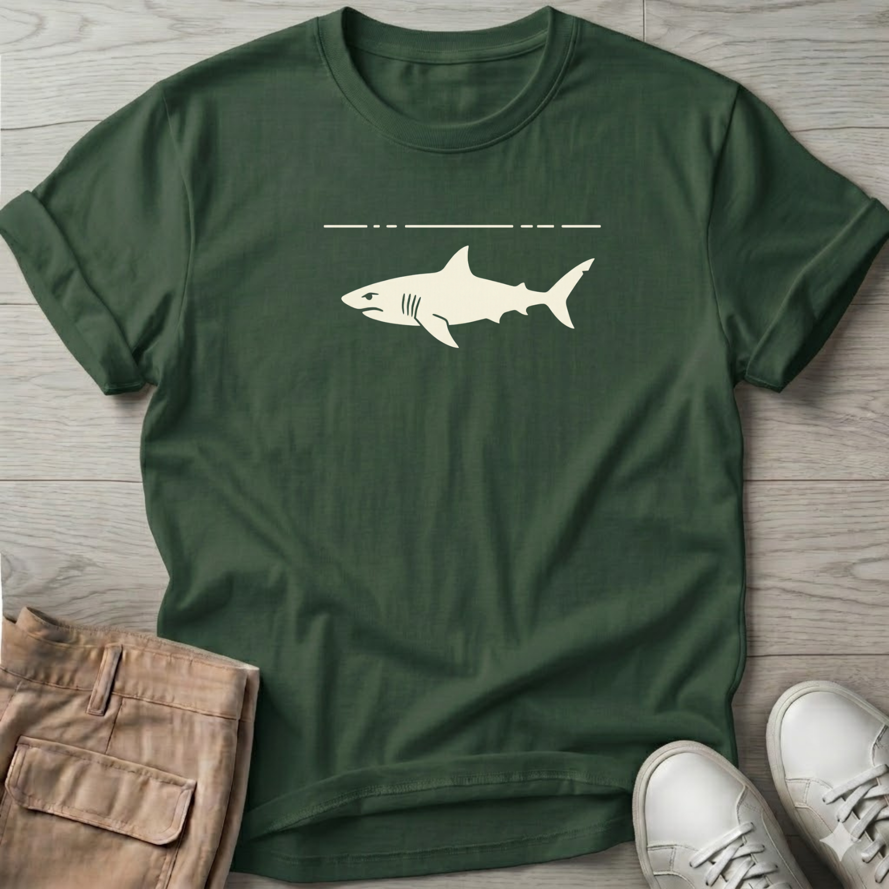 Shark Beach Ocean Line Art Tee
