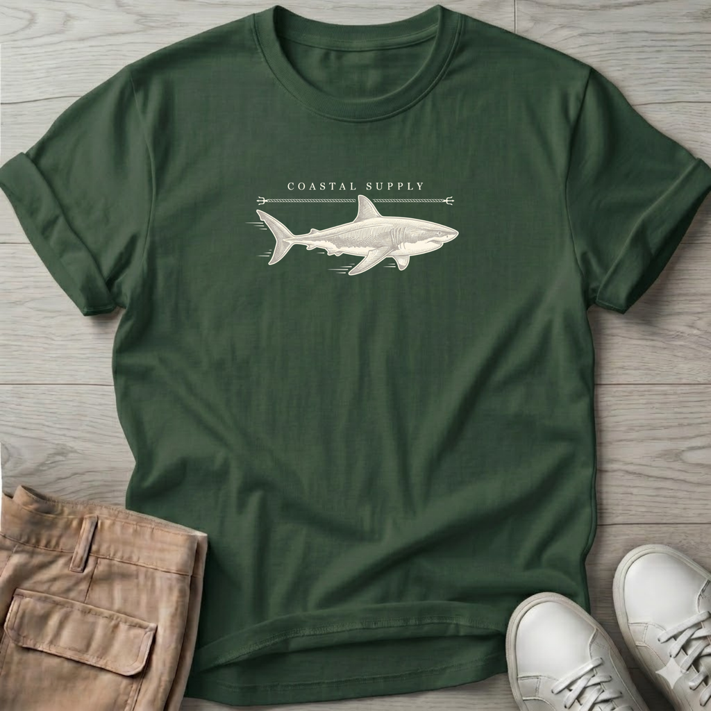 Coastal Shark T-Shirt — Beach Line Art Tee
