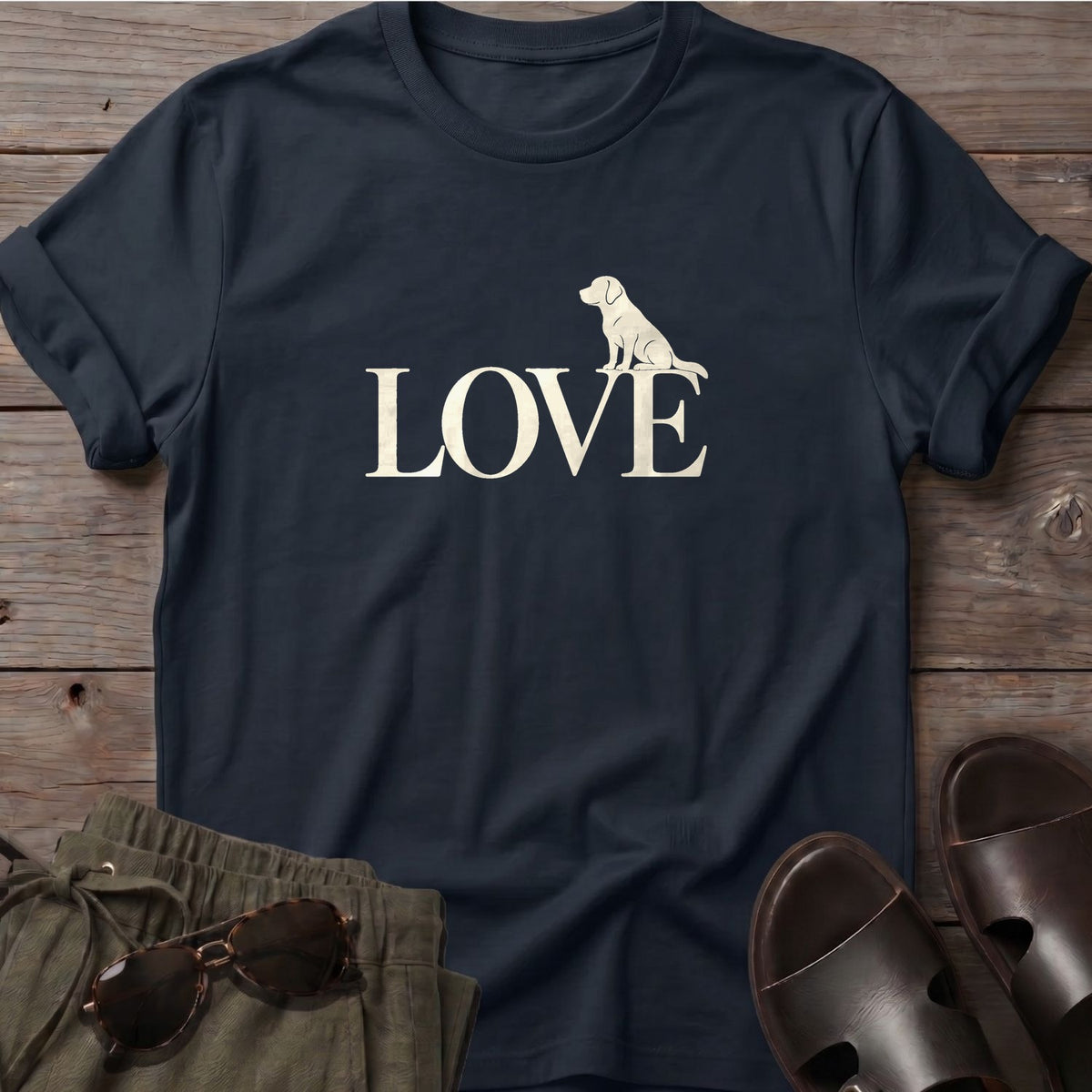 Golden LOVE T-Shirt in Black, Salty Paws coastal t-shirt