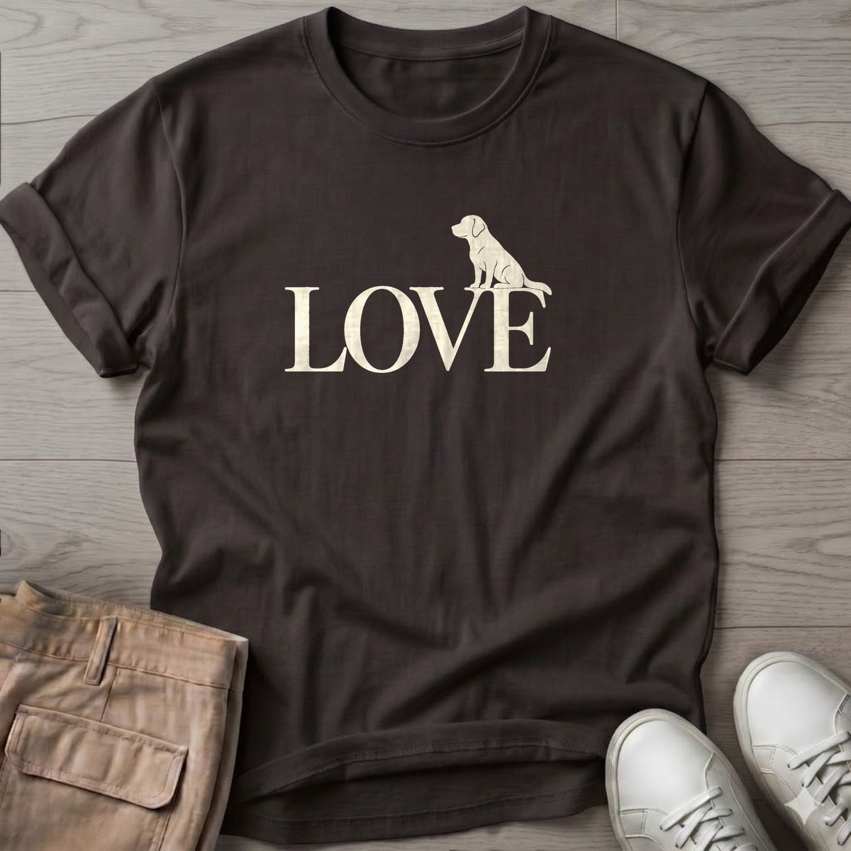 Golden LOVE T-Shirt in Dark Chocolate, Salty Paws coastal t-shirt