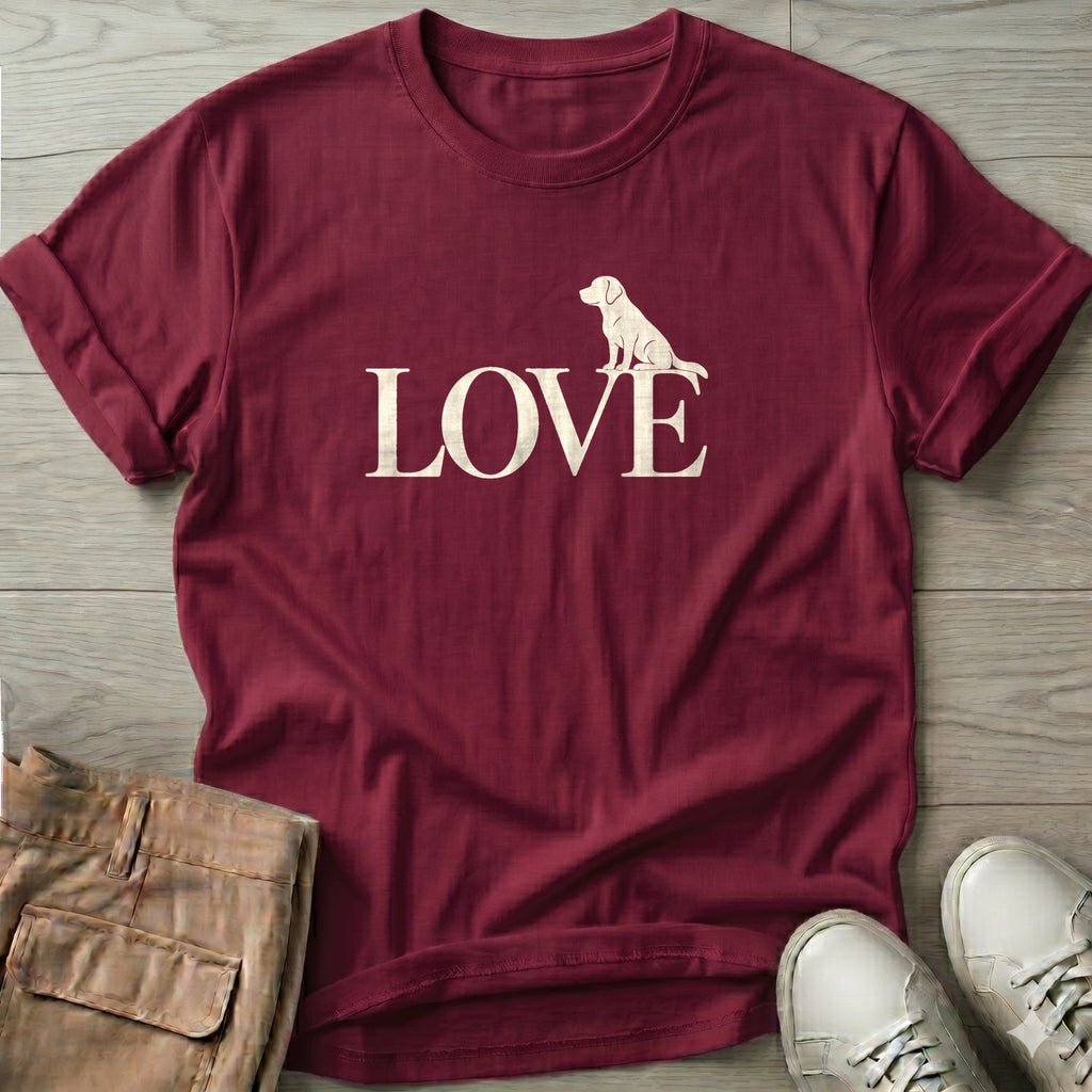 Golden LOVE T-Shirt in Maroon, Salty Paws coastal t-shirt