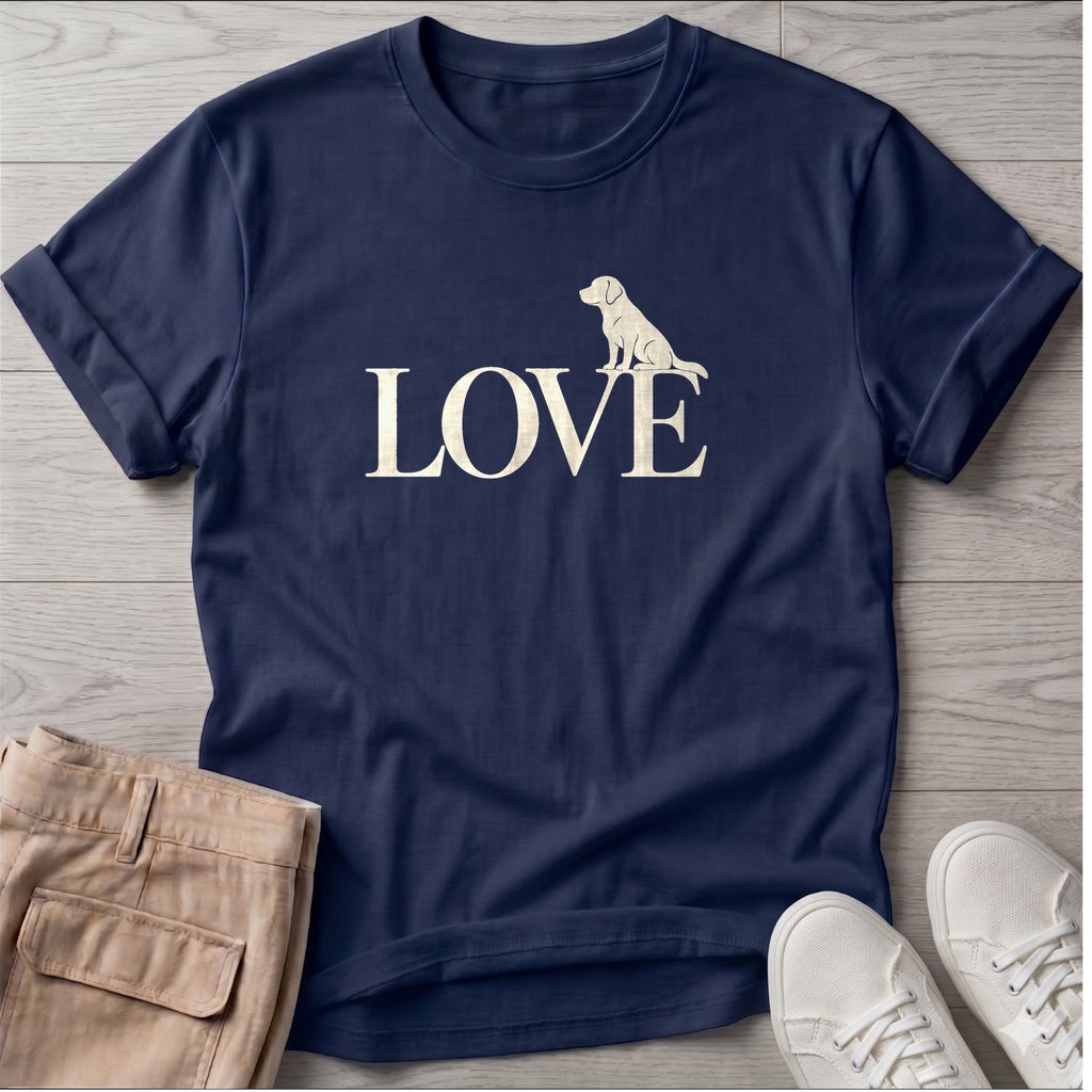 Golden LOVE T-Shirt in Navy, Salty Paws coastal t-shirt