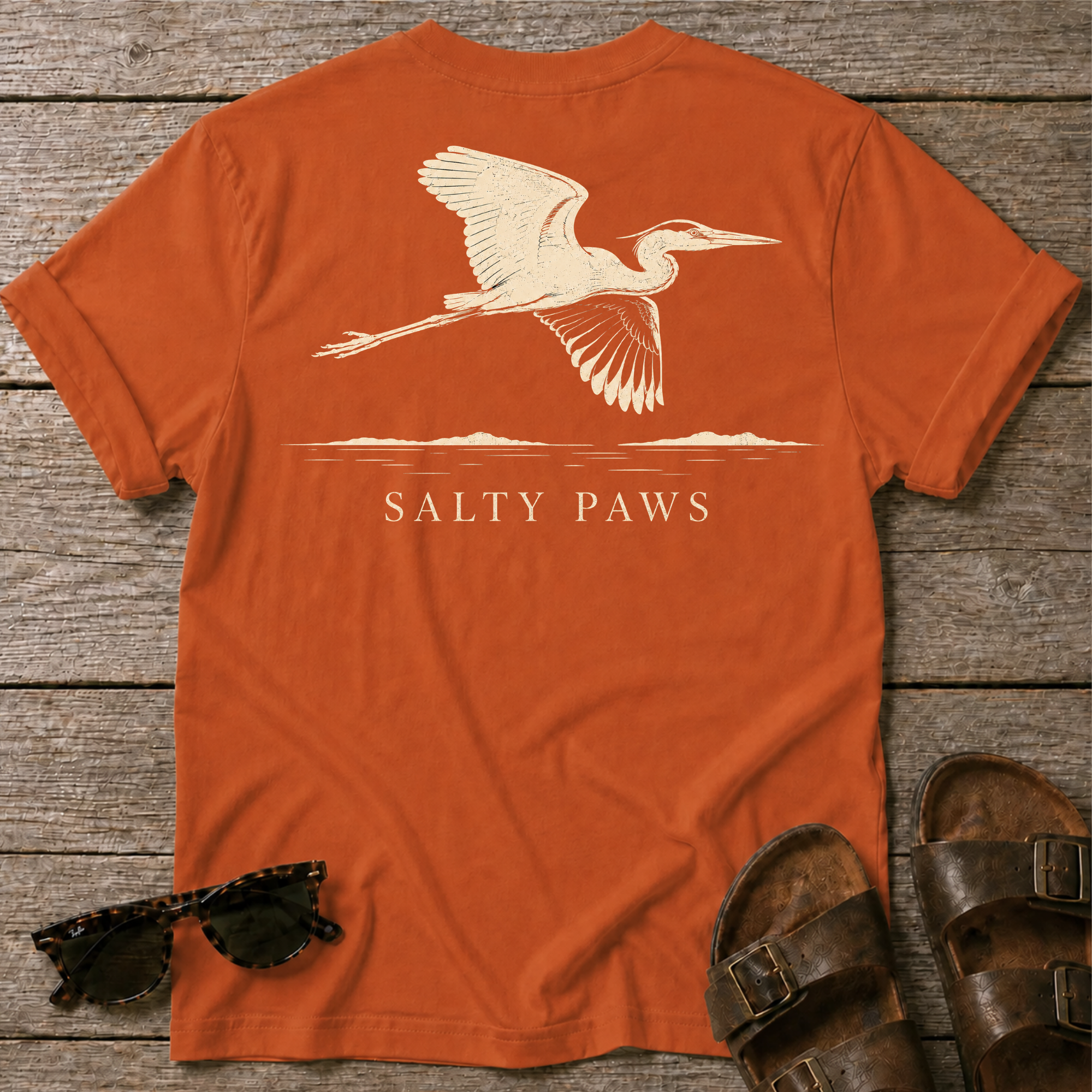 Great Heron Flight T-shirt BACK DESIGN