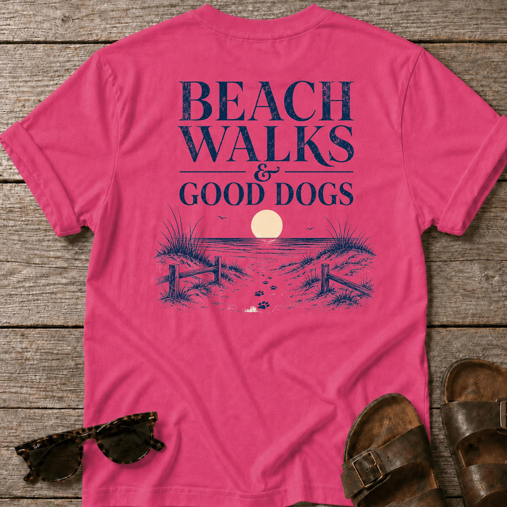 Beach Walks Good Dogs BACK DESIGN T-Shirt