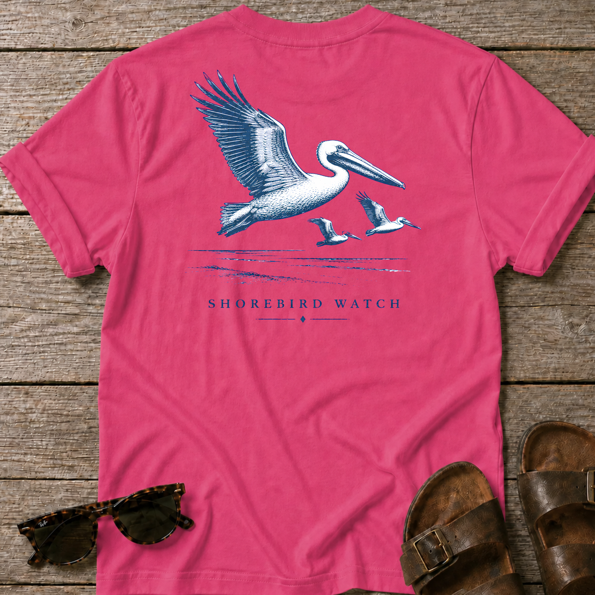 Pelican Shorebird Watch BACK DESIGN T-Shirt