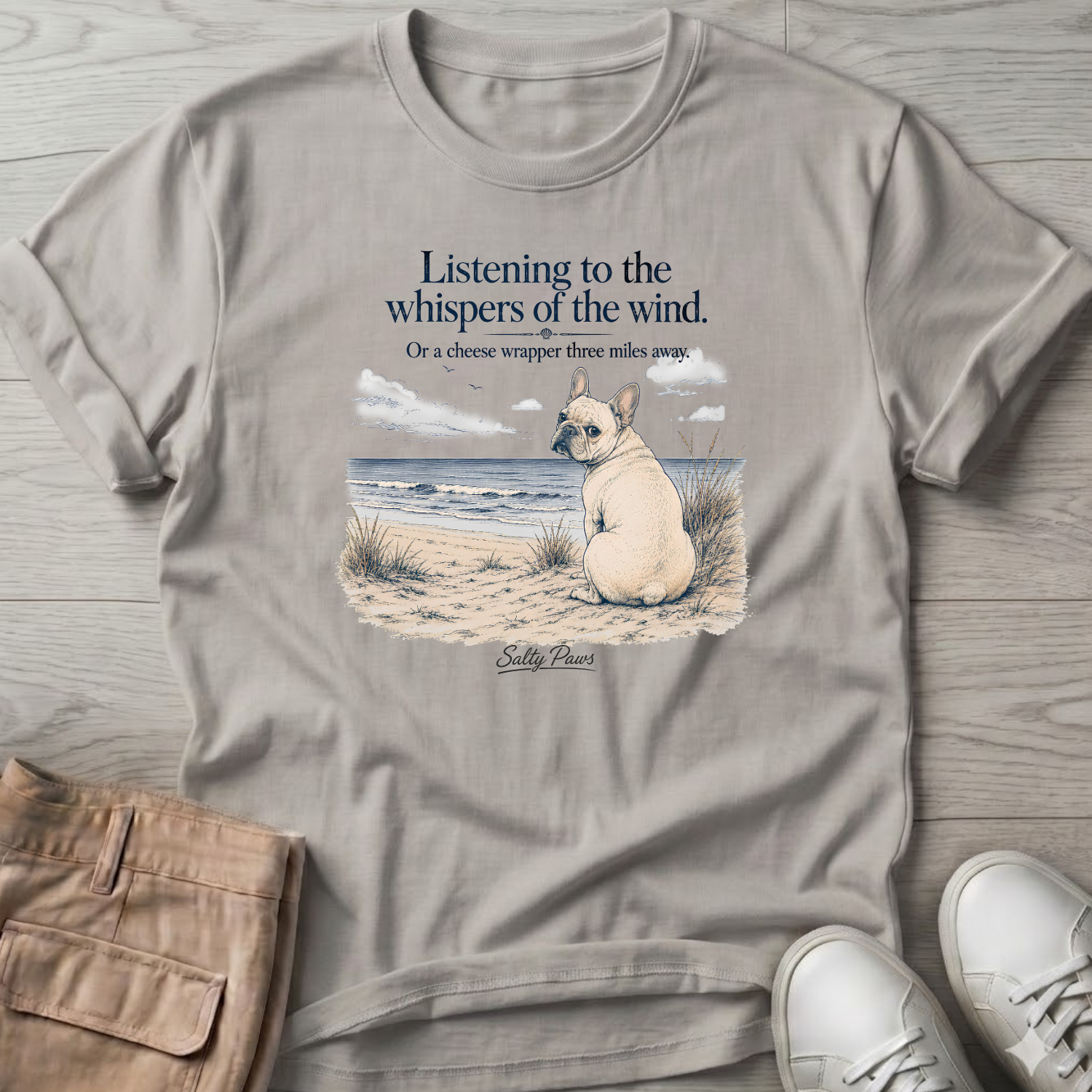 Listening Frenchie (cheese wrapper) T-Shirt