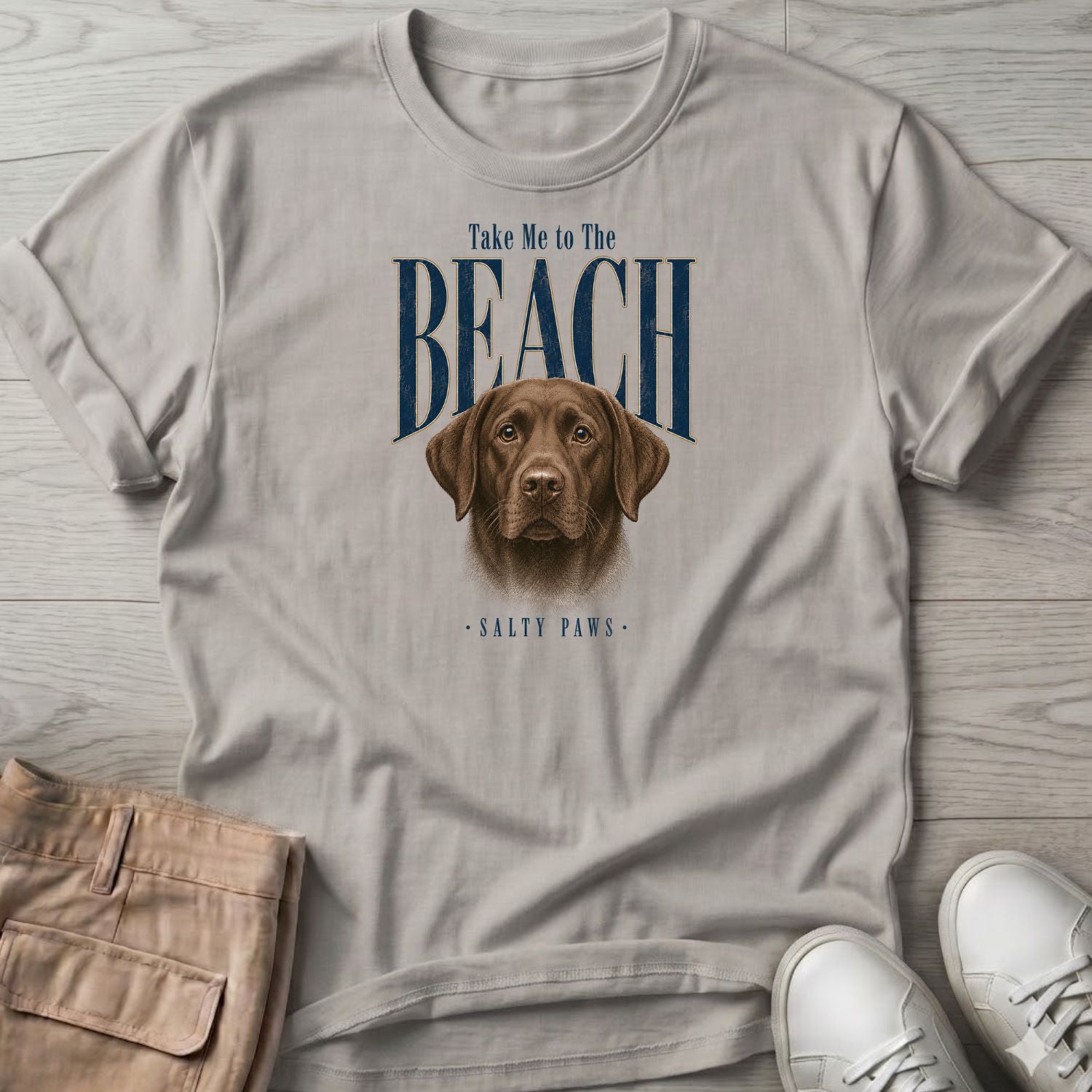 Chocolate Labrador Take me to the Beach Dog T-Shirt