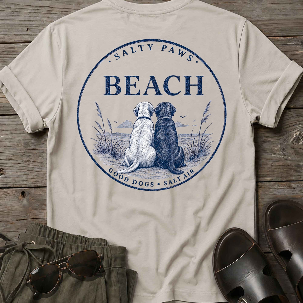 Beach Good Dogs 2 Labs T-Shirt