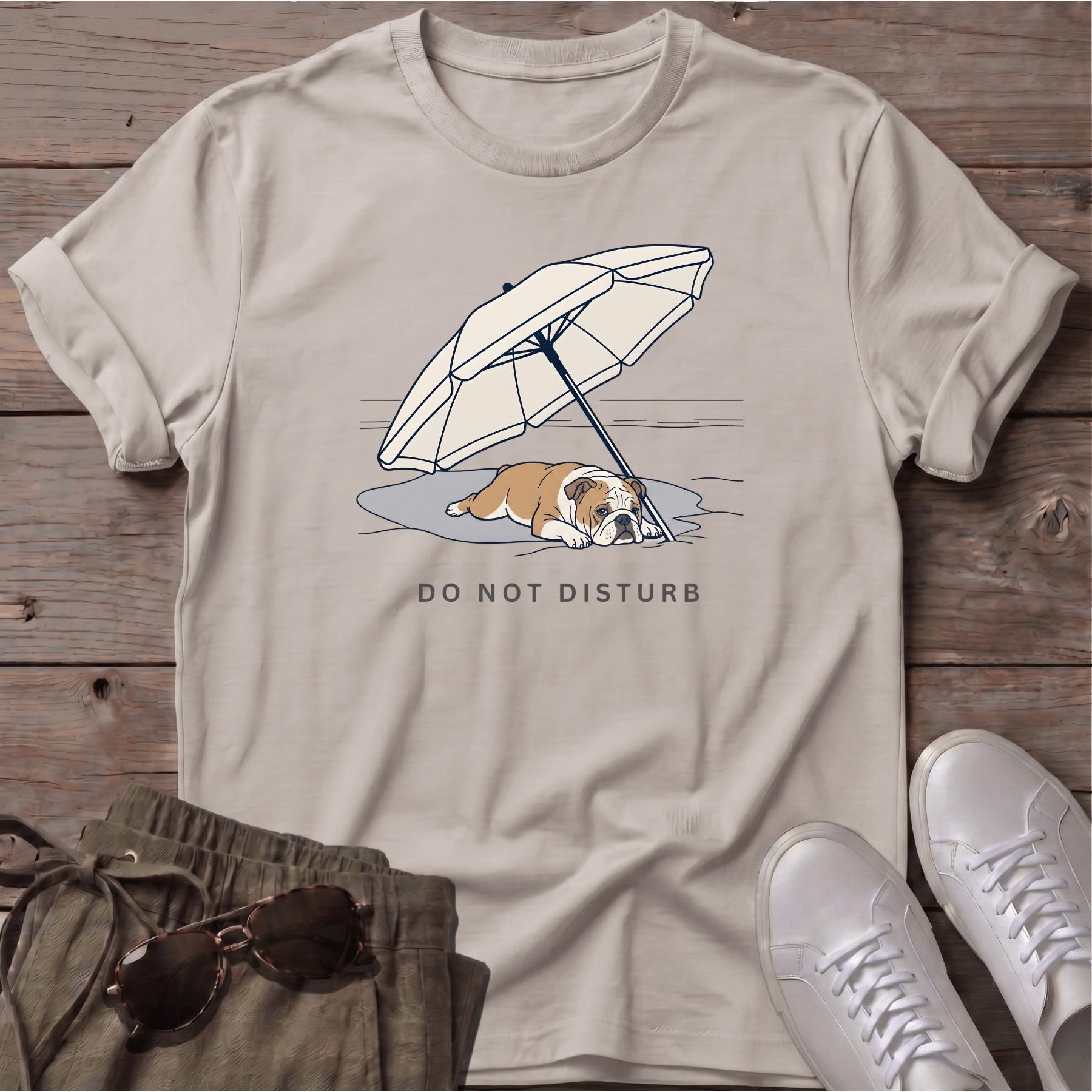 English Bulldog DO NOT DISTURB T-Shirt — Dog Beach Line Art Tee - dog lover coastal t-shirt, Salty Paws