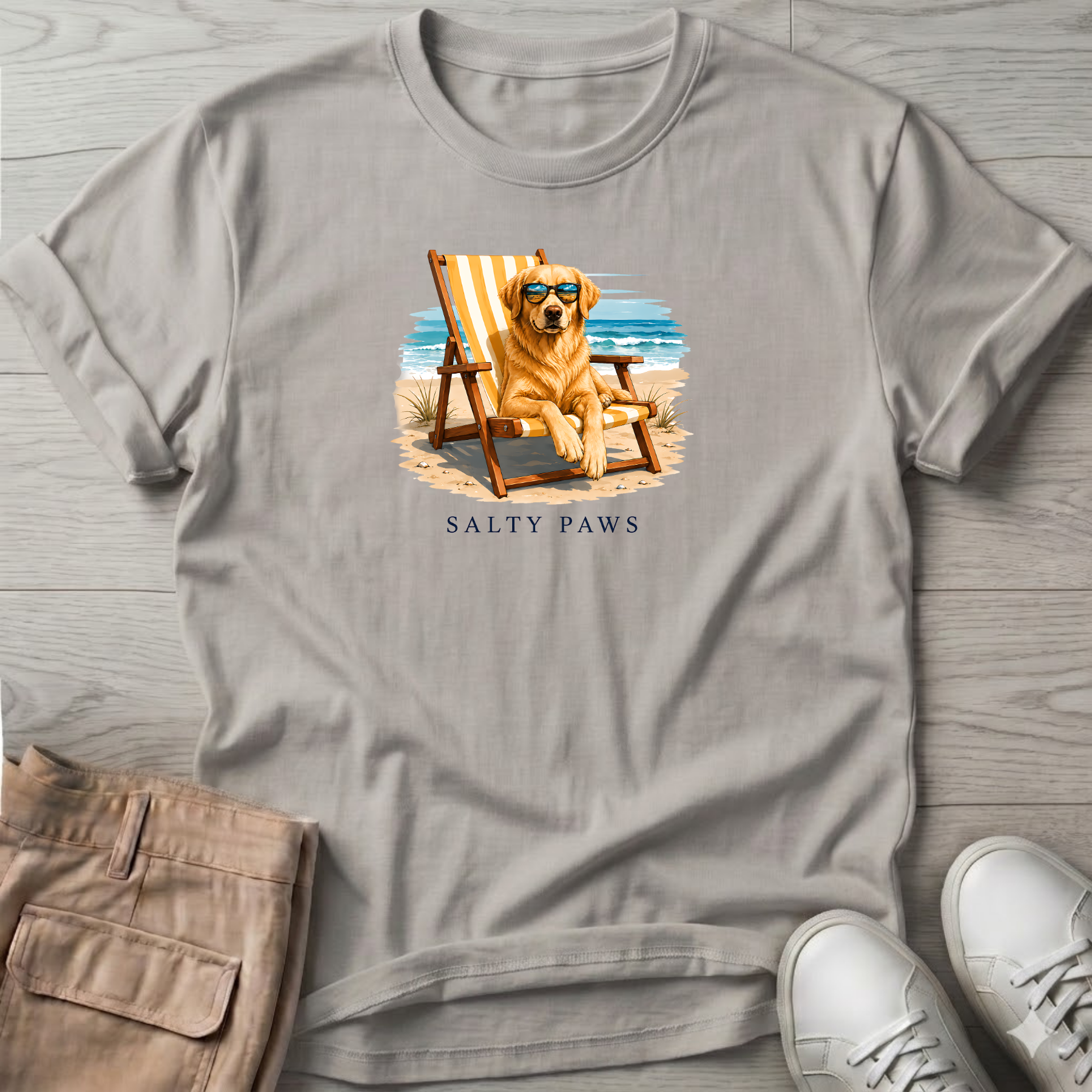 Golden Retriever Beach Chair Dog T-Shirt