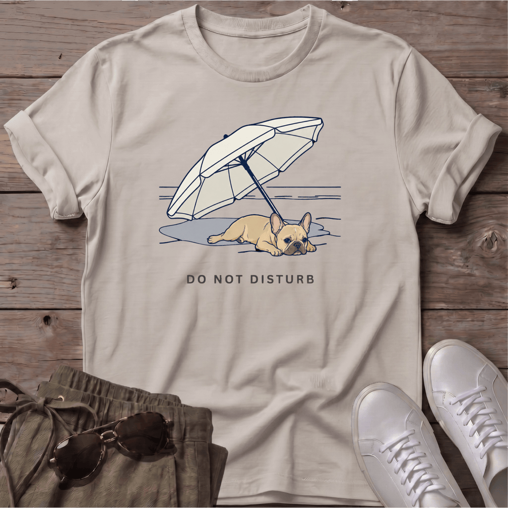 Frenchie DO NOT DISTURB T-Shirt — Dog Beach Line Art Tee - dog lover coastal t-shirt, Salty Paws