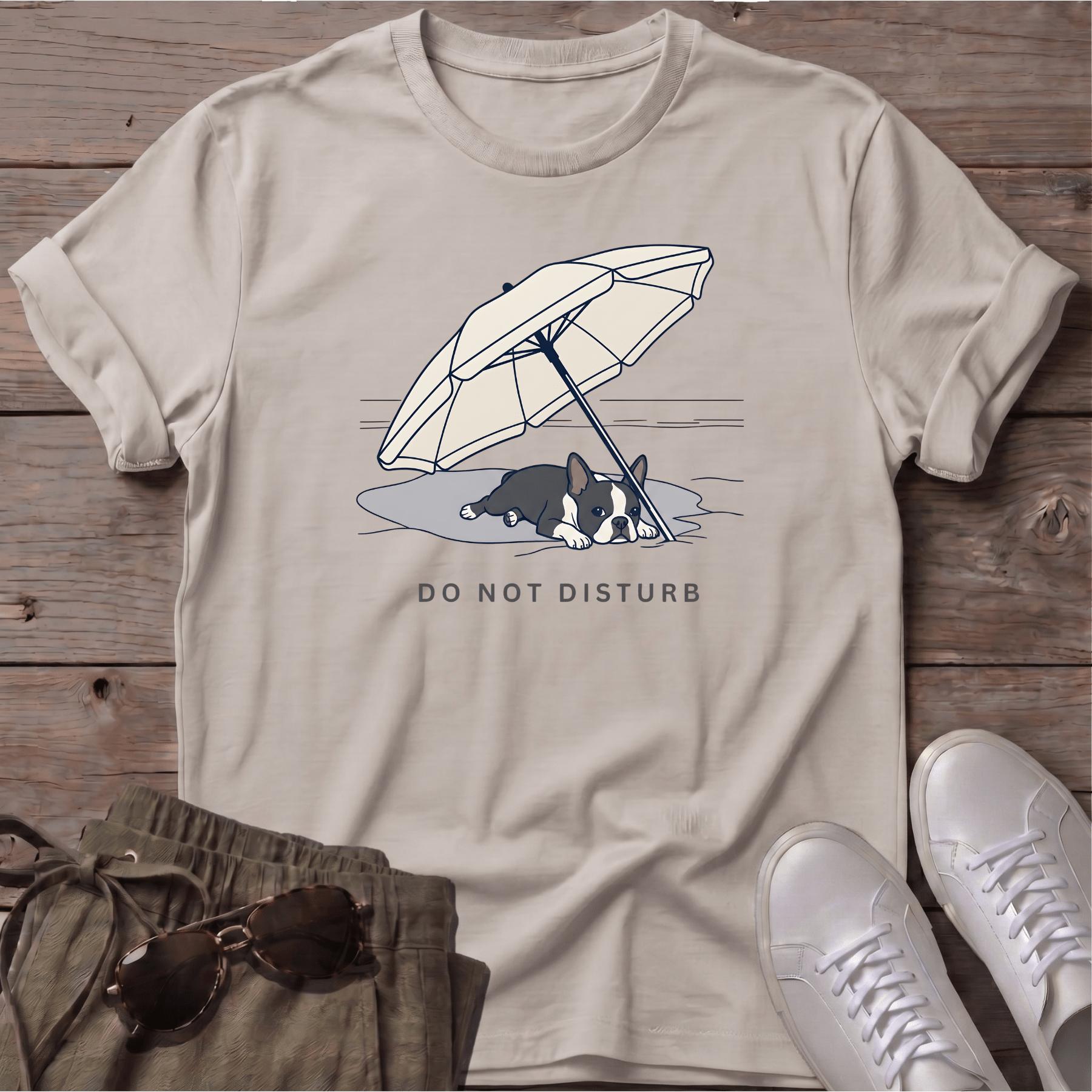 Boston Terrier DO NOT DISTURB T-Shirt — Dog Beach Line Art Tee - dog lover coastal t-shirt, Salty Paws