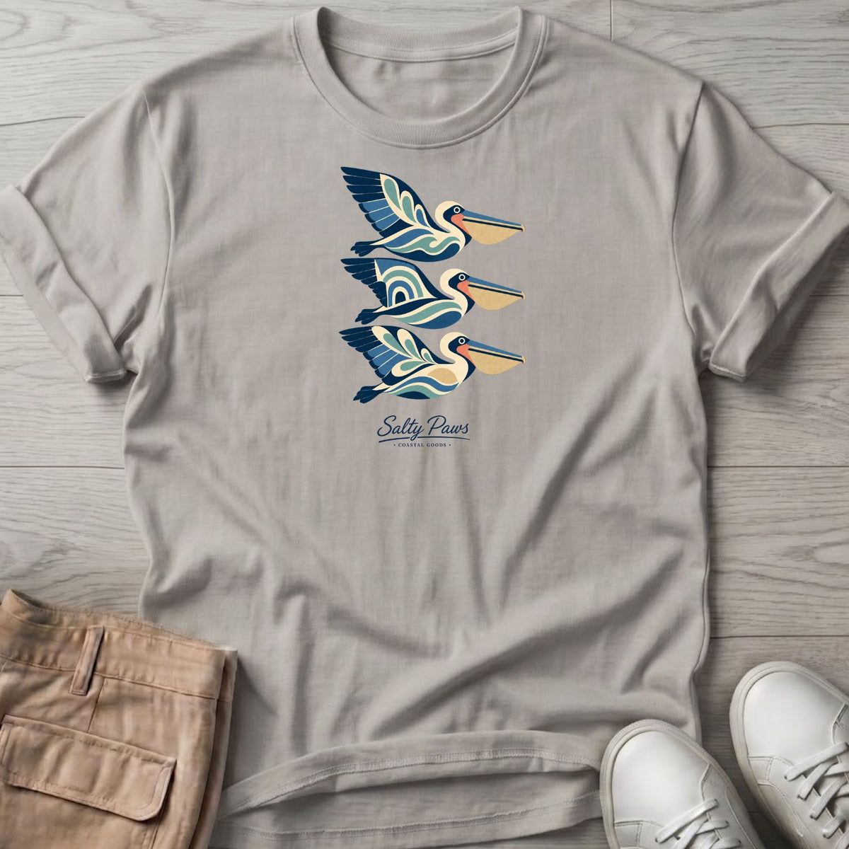3 Pelicans Illustration T-Shirt