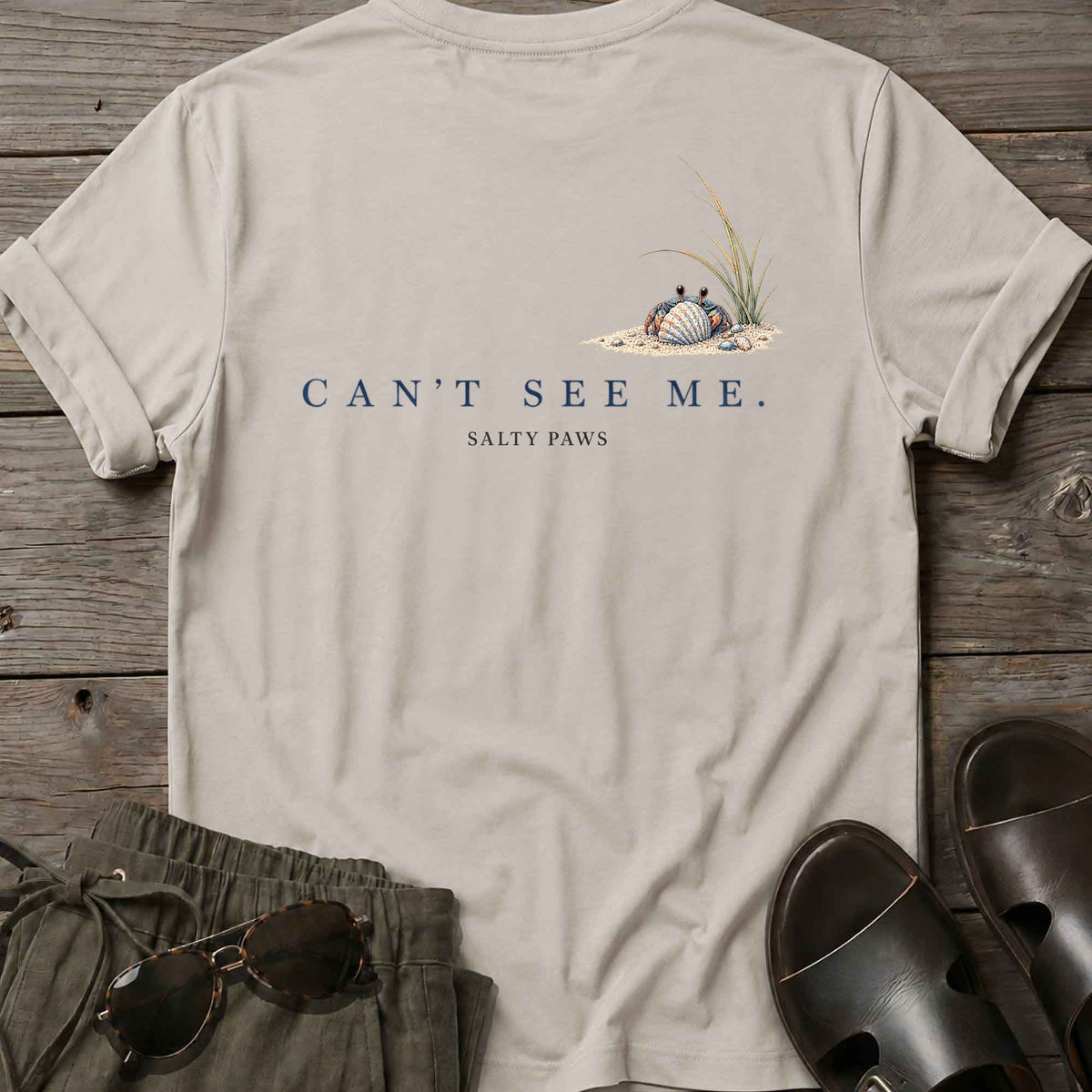 Can't See Me Crab Back Design T-Shirt