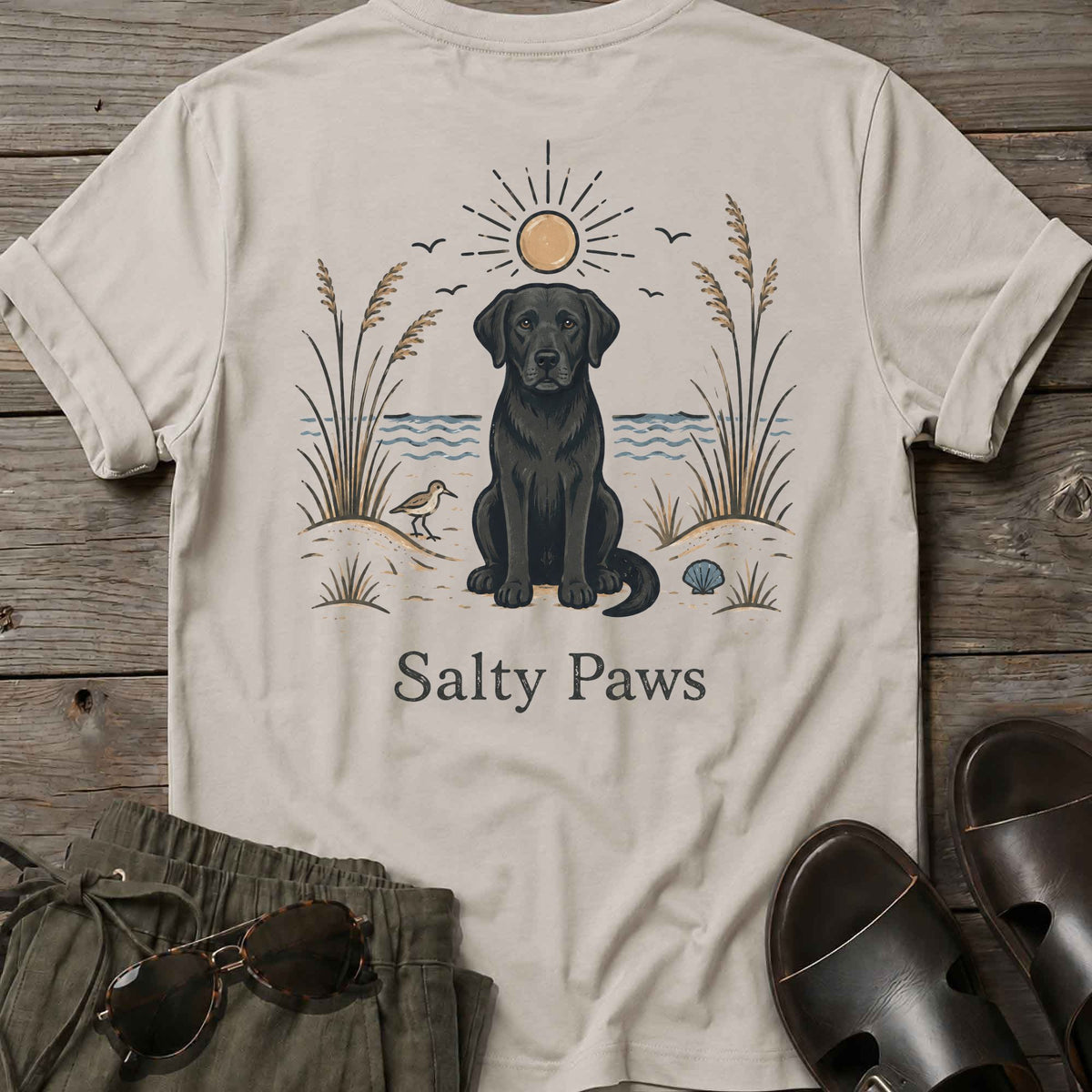 Black Lab Sunshine Back Design T-Shirt